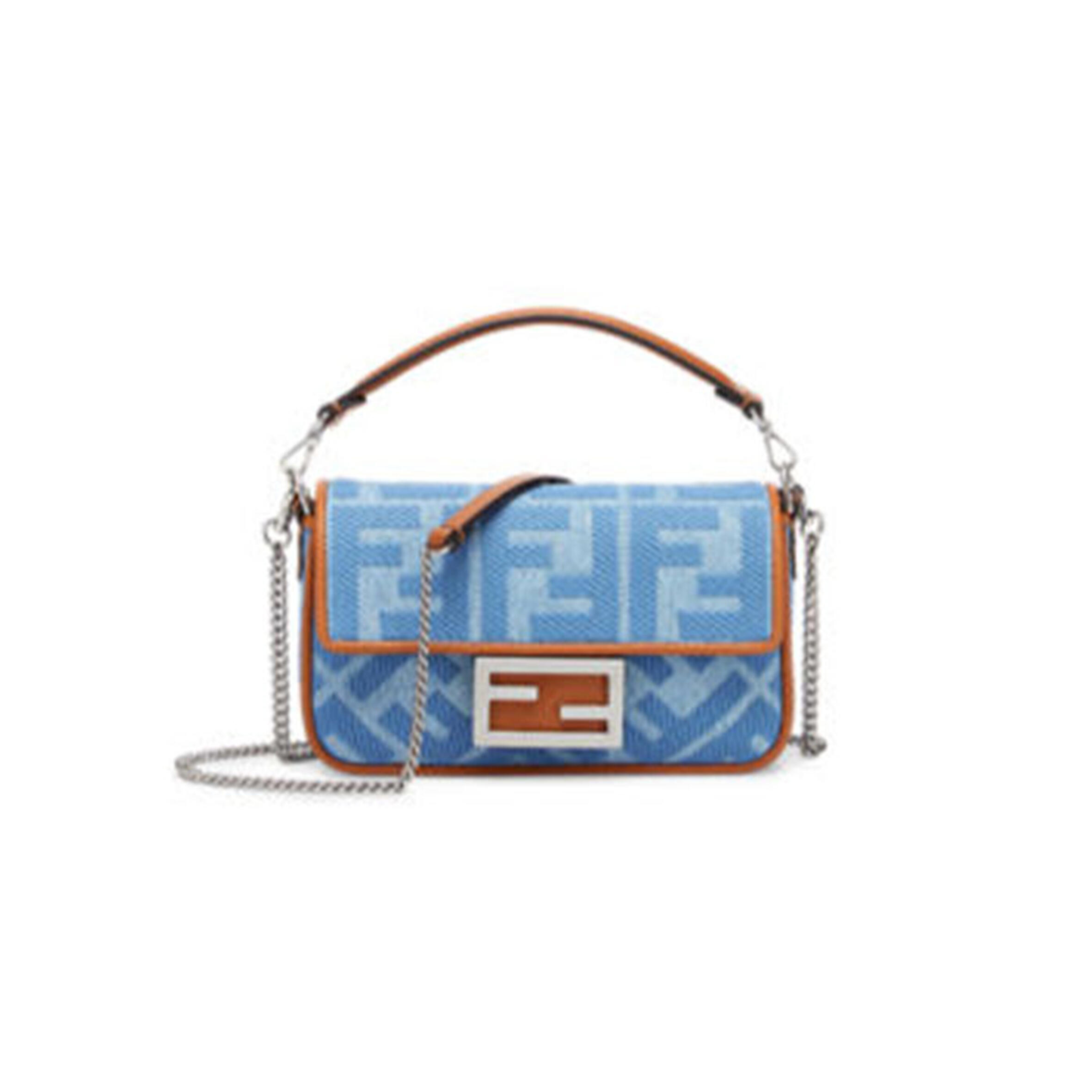 F**di BAGUETTE MINI DENIM LIGHT BLUE BAG 8BS017AP4NF1LN5 (19.5*11*5cm) Master Quality