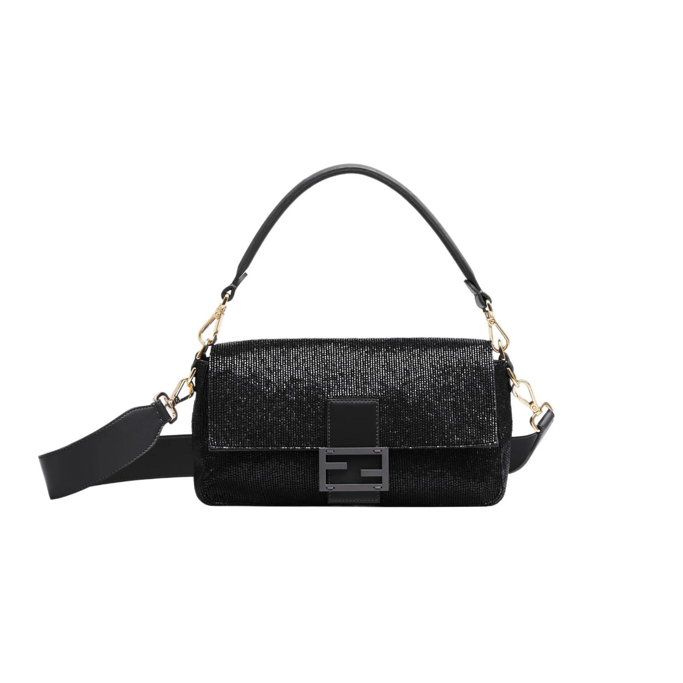 F**di BEADED BAGUETTE BLACK SHOULDER BAG 8BR600AM2LF0KUR (27*15*6cm) Master Quality