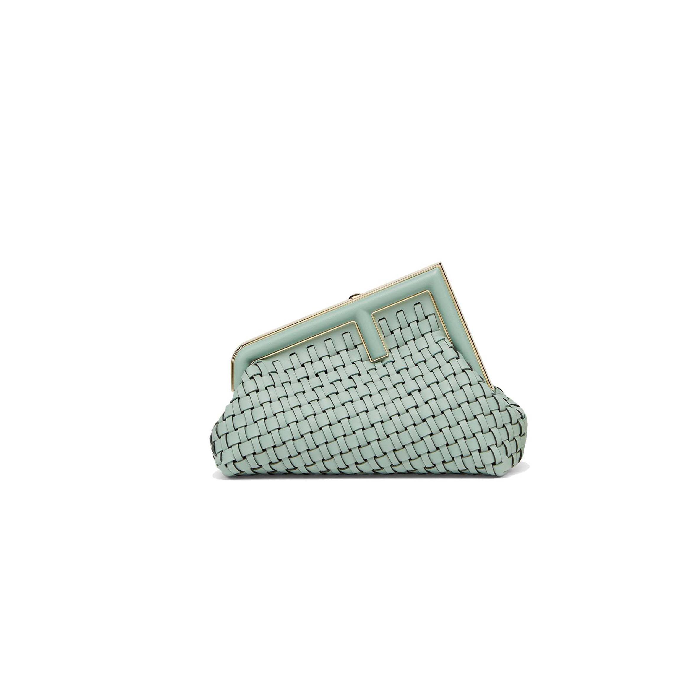 F**di FIRST SMALL - MINT GREEN LEATHER INTERLACE BAG 8BP129ALOXF03HW (26*18*9.5cm) Master Quality