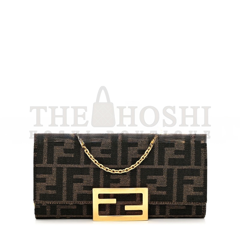 F**di ZUCCA VITELLO CONTINENTAL WALLET ON CHAIN TOBACCO (18.5*9.5*3cm) Master Quality