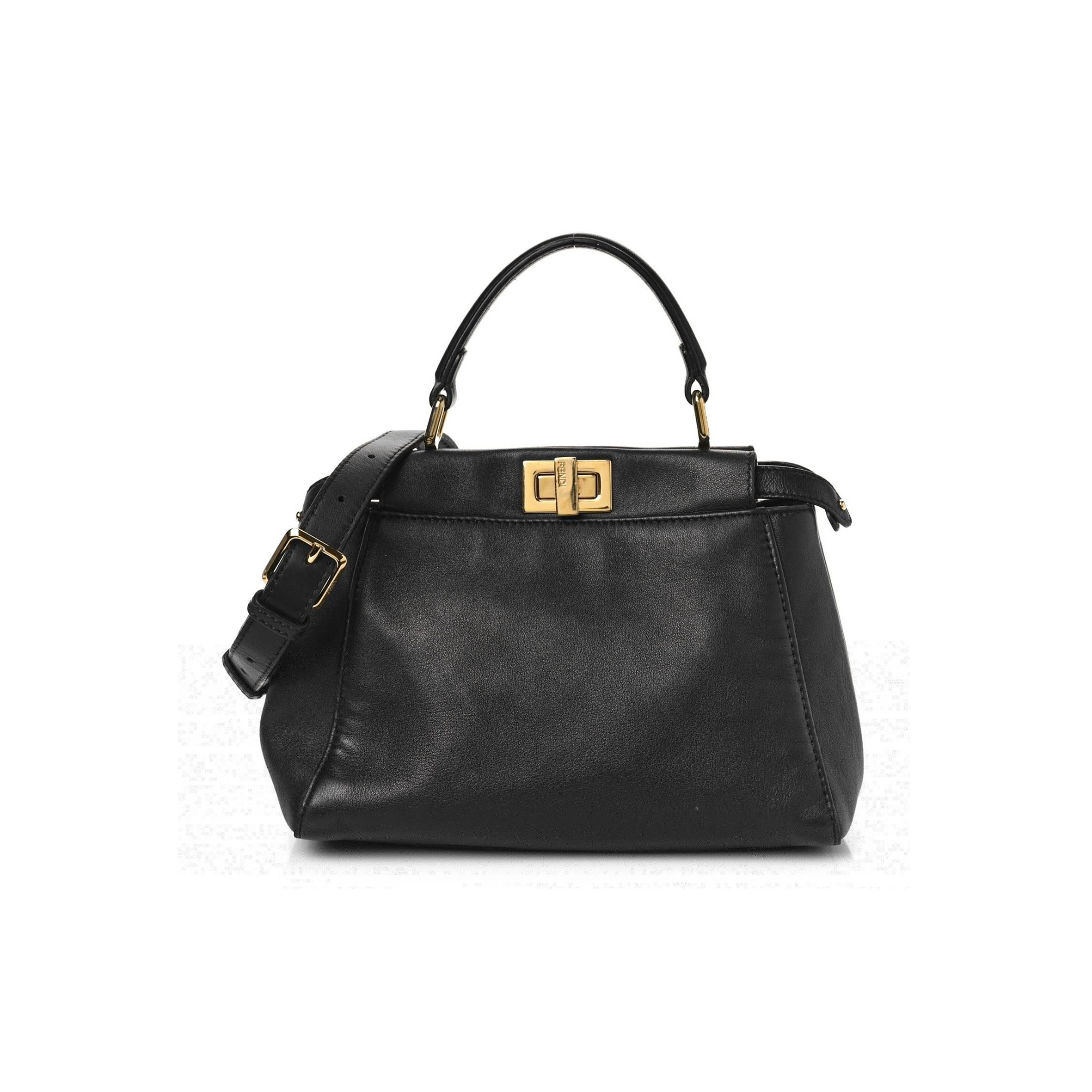 F**di NAPPA MINI PEEKABOO ICONIC SATCHEL BLACK (23*19*11cm) Master Quality