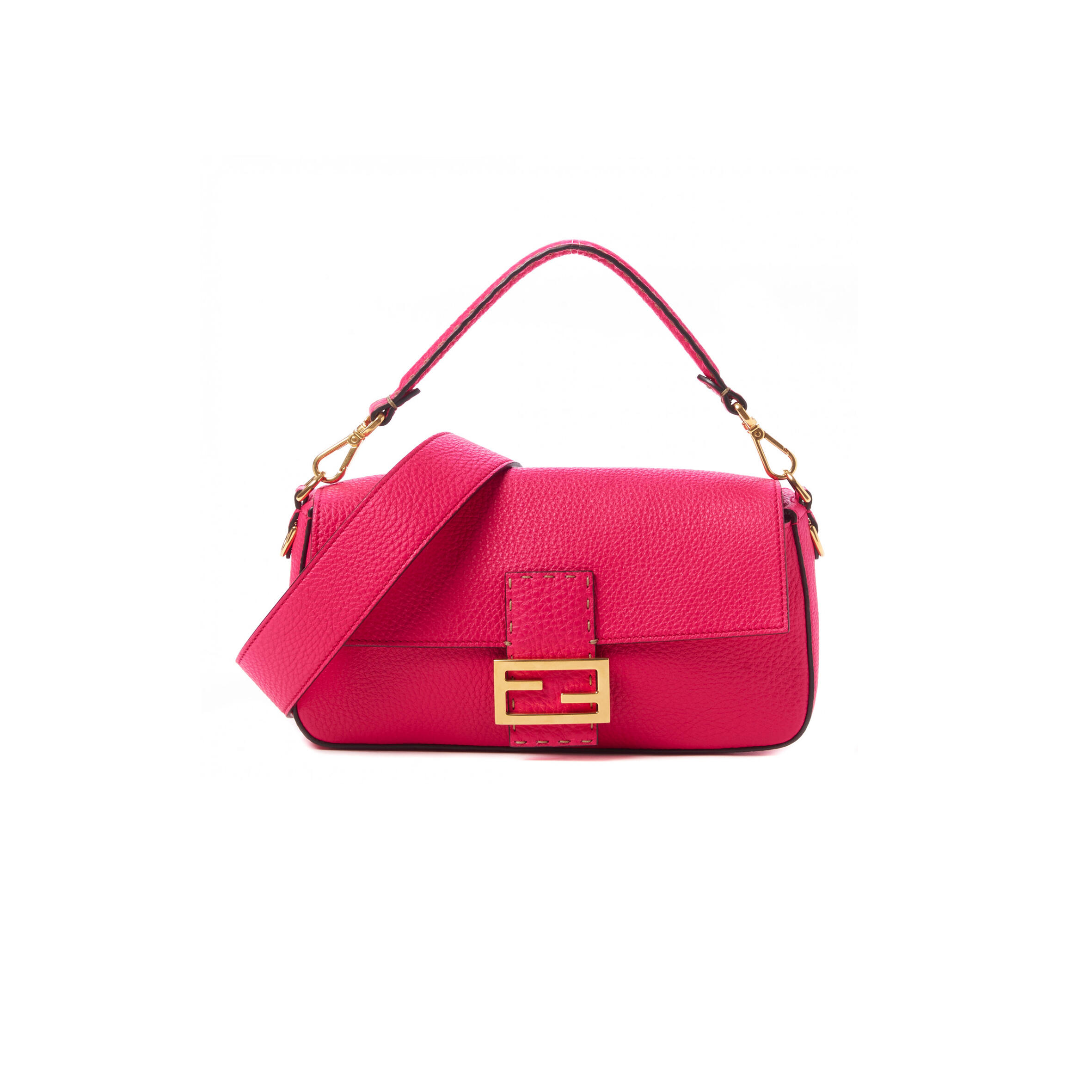 F**di CUOIO ROMANO SELLERIA BAGUETTE FUXIA (32*18*6cm) Master Quality