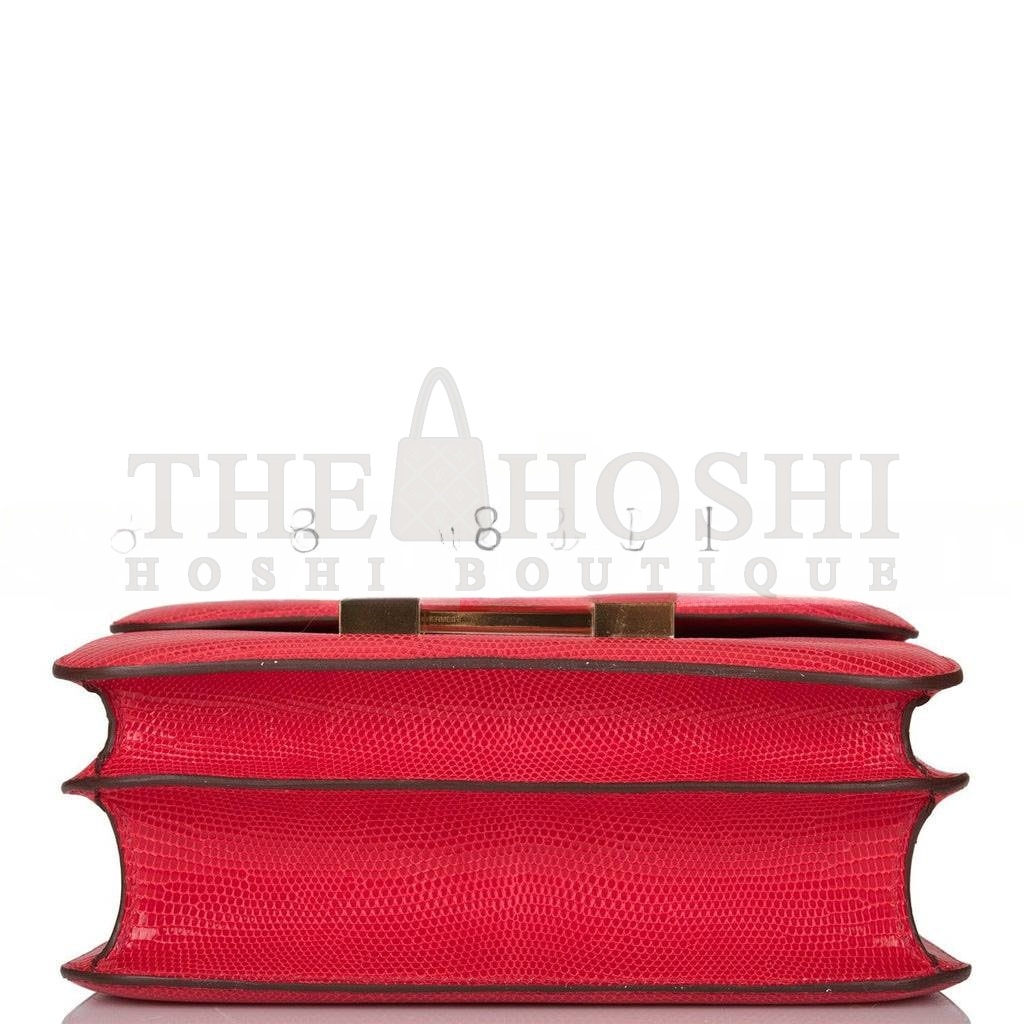 H**me5 MASTER CONSTANCE 24 ROUGE EXOTIQUE LIZARD NILOTICUS GOLD HARDWARE (24cm) Master Quality