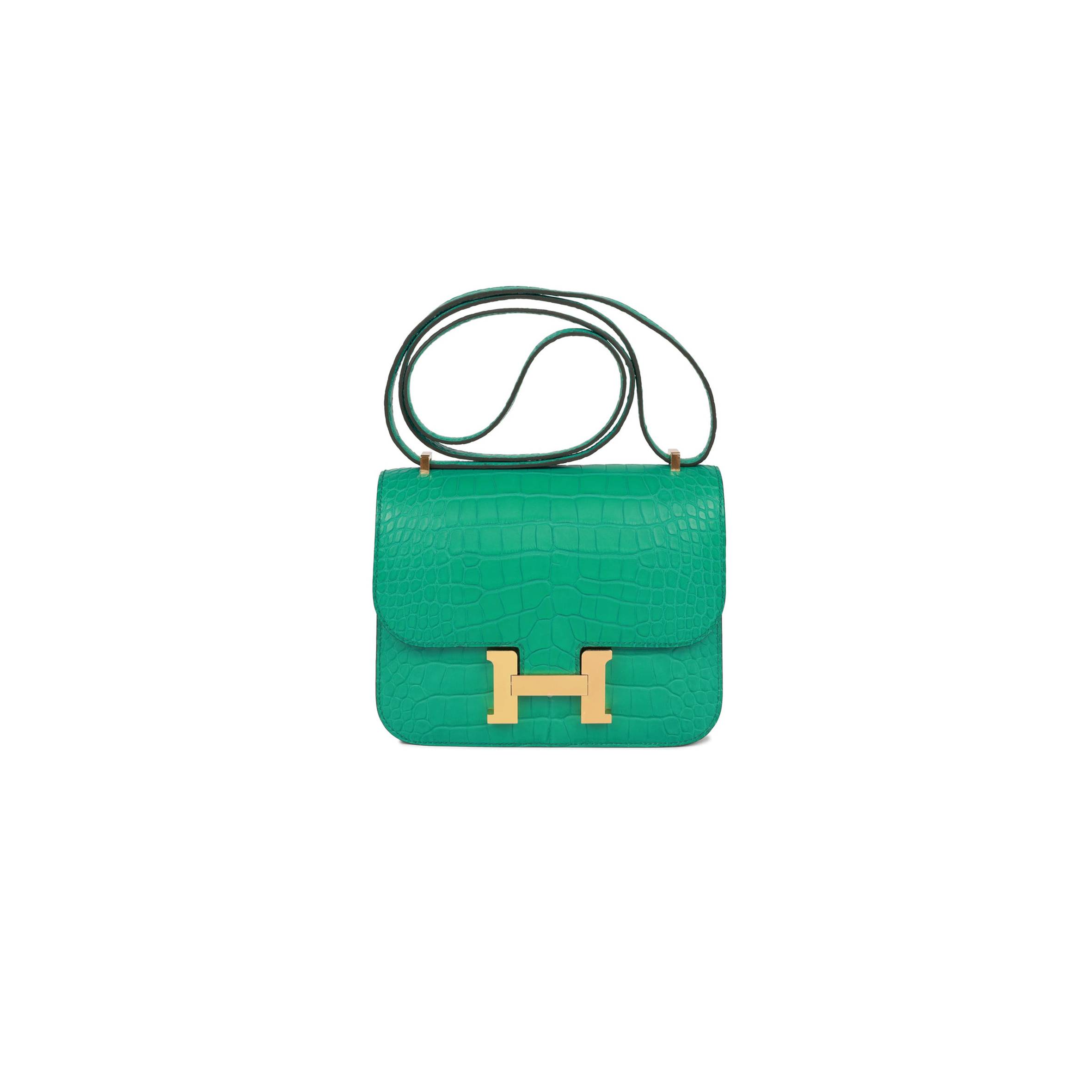 H**me5 CONSTANCE 18 VERT JADE MATTE ALLIGATOR GOLD HARDWARE 39821013450846 (18cm) Master Quality