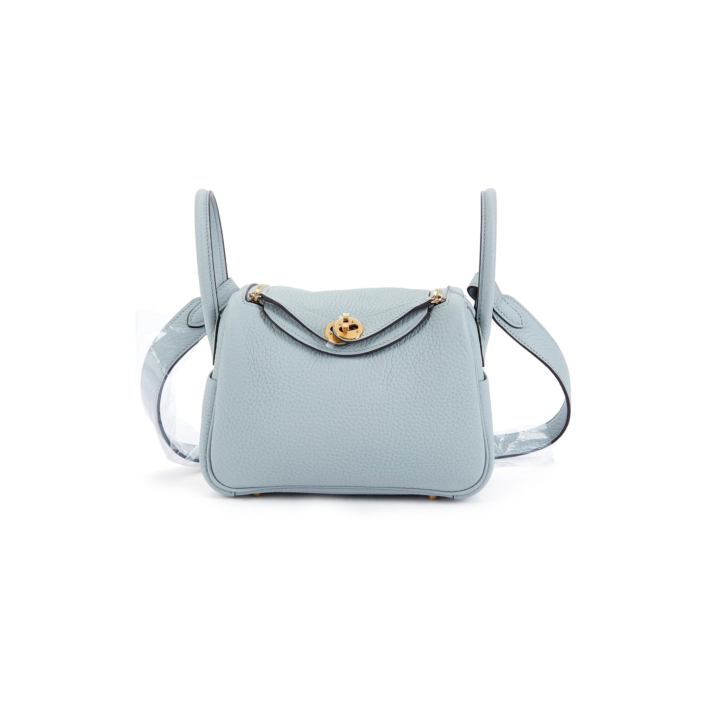 H**me5 MASTER BLEU GLACIER CLÉMENCE MINI LINDY II GOLD HARDWARE H085956CC8U (19*13*9.5cm) Master Quality