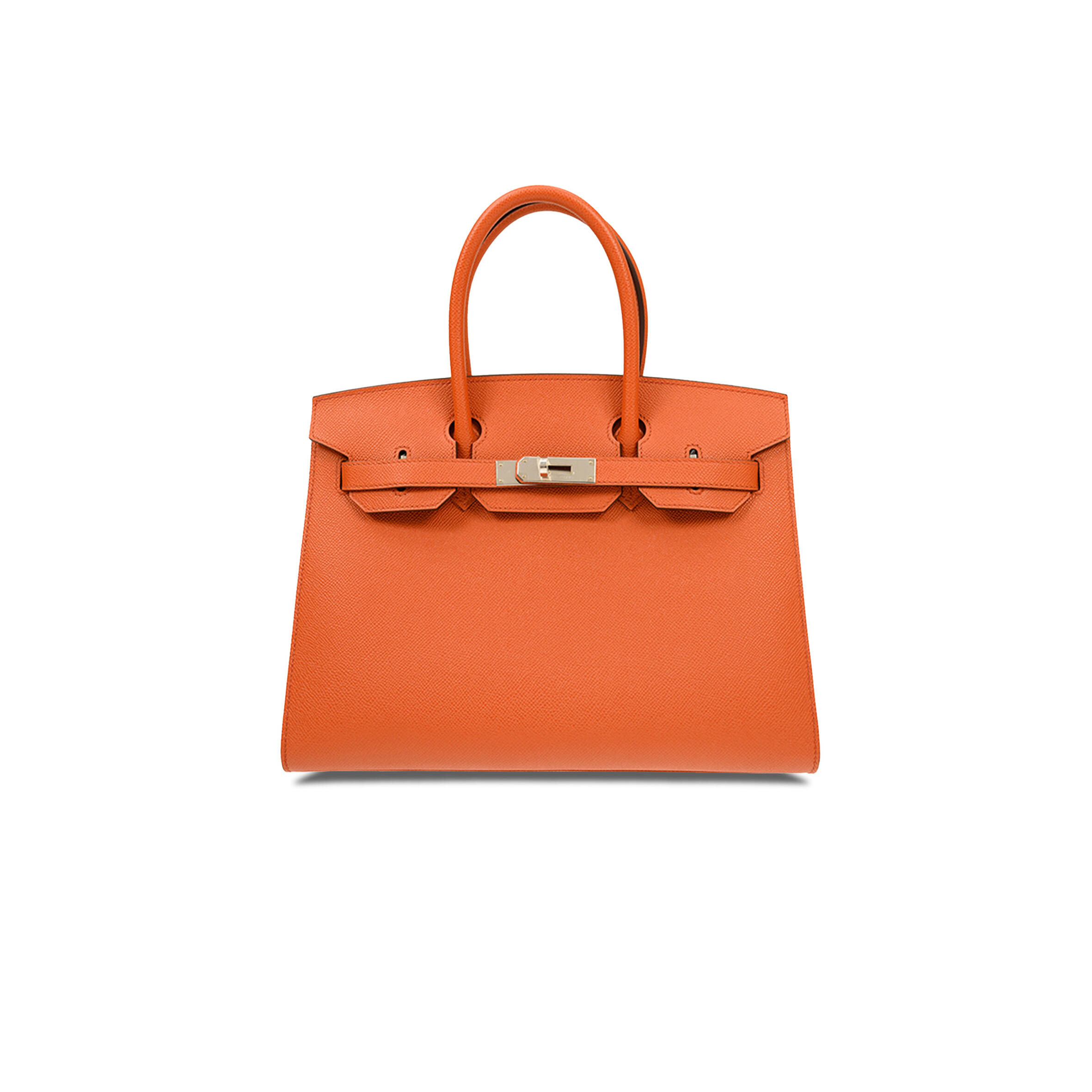H**me5 BIRKIN 35 EPSOM LEATHER ORANGE SILVER BUCKLE LUXURY BAG BK30R1EPSSO (35*28*18cm) Master Quality