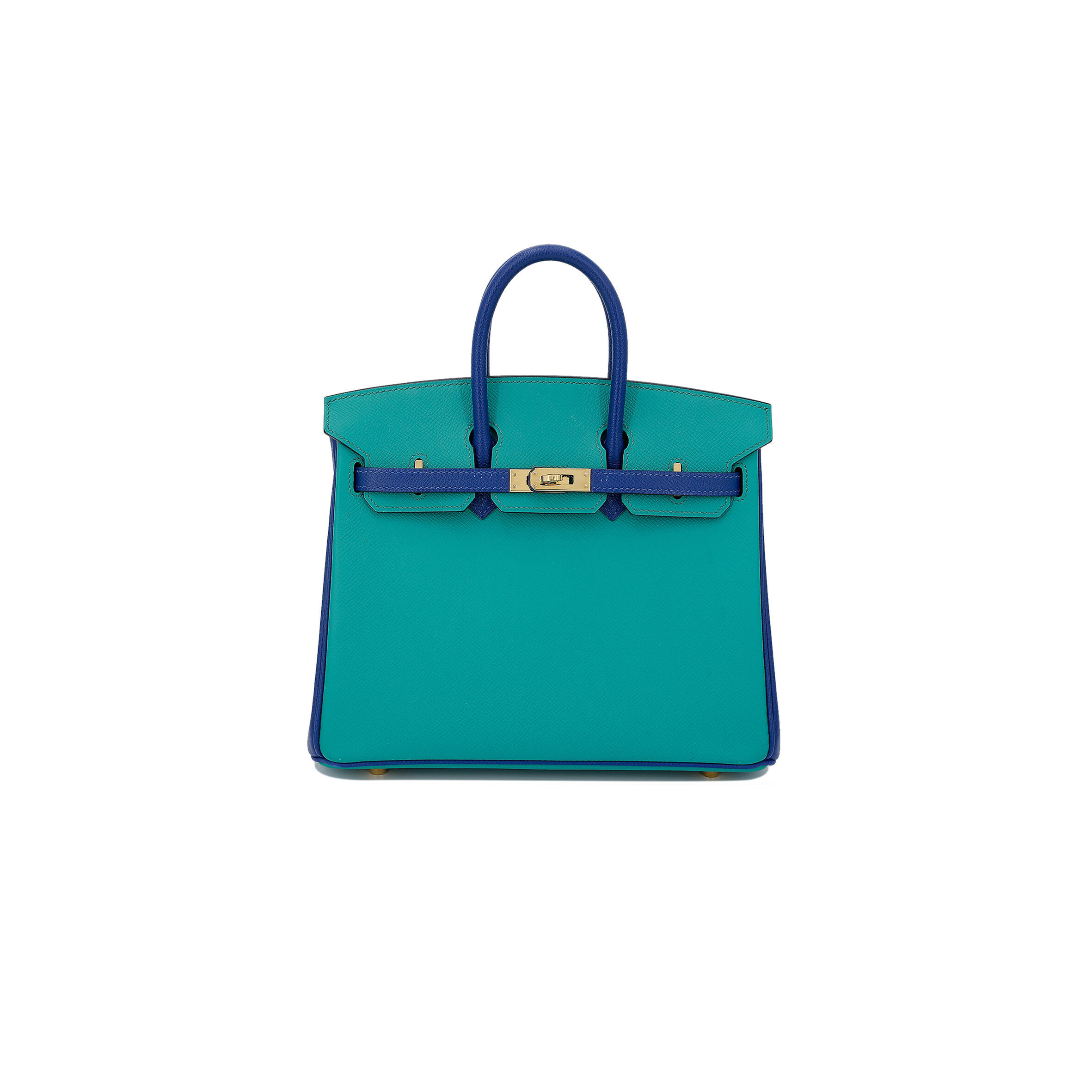 H**me5 BIRKIN 35 EPSOM IN MALACHITE GREEN AND AQUA BLUE WITH GOLD BUCKLE H028369CK33 (35*28*18cm) Master Quality