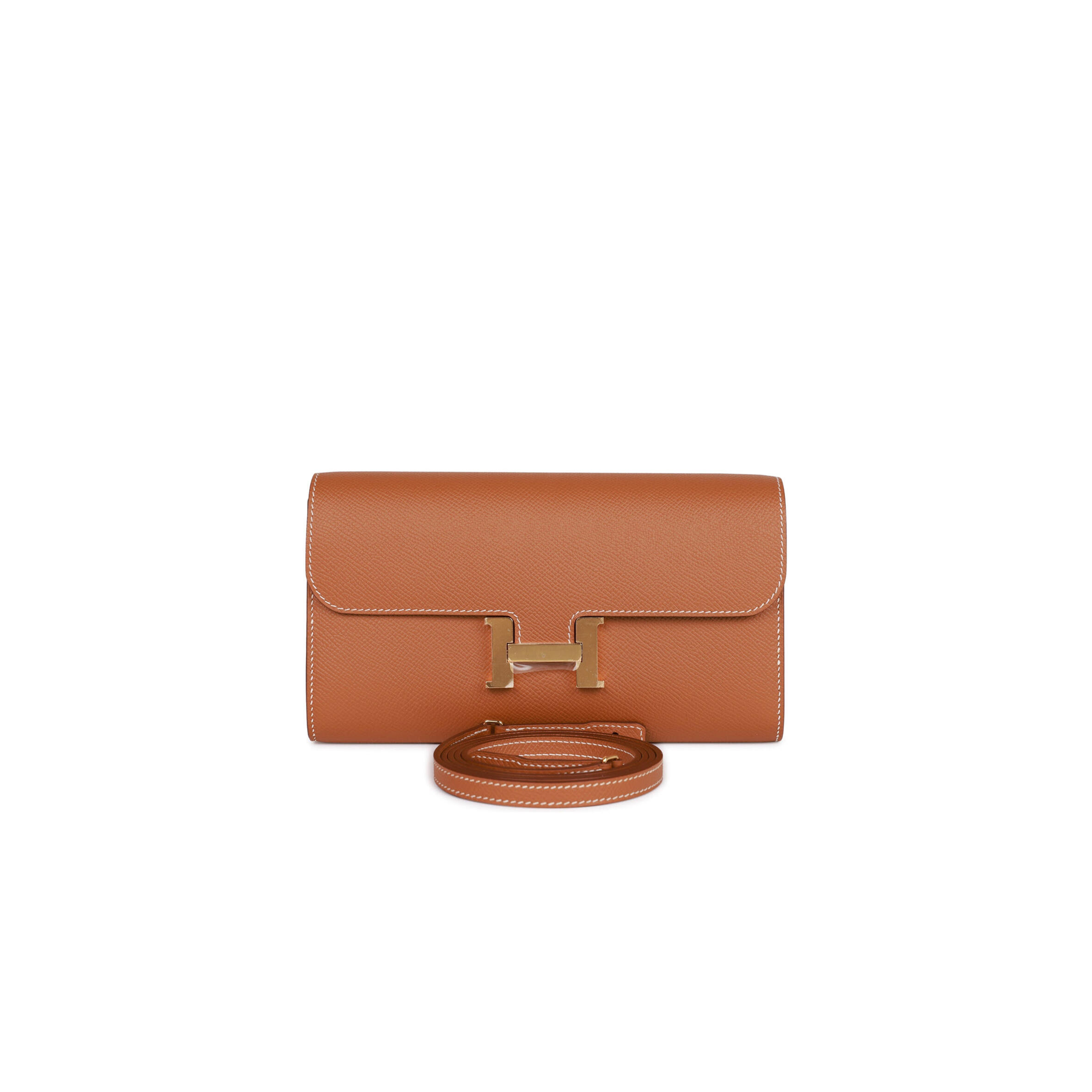 H**me5 CONSTANCE WALLET TO GO GOLD EPSOM GOLD HARDWARE (22*11cm) Master Quality