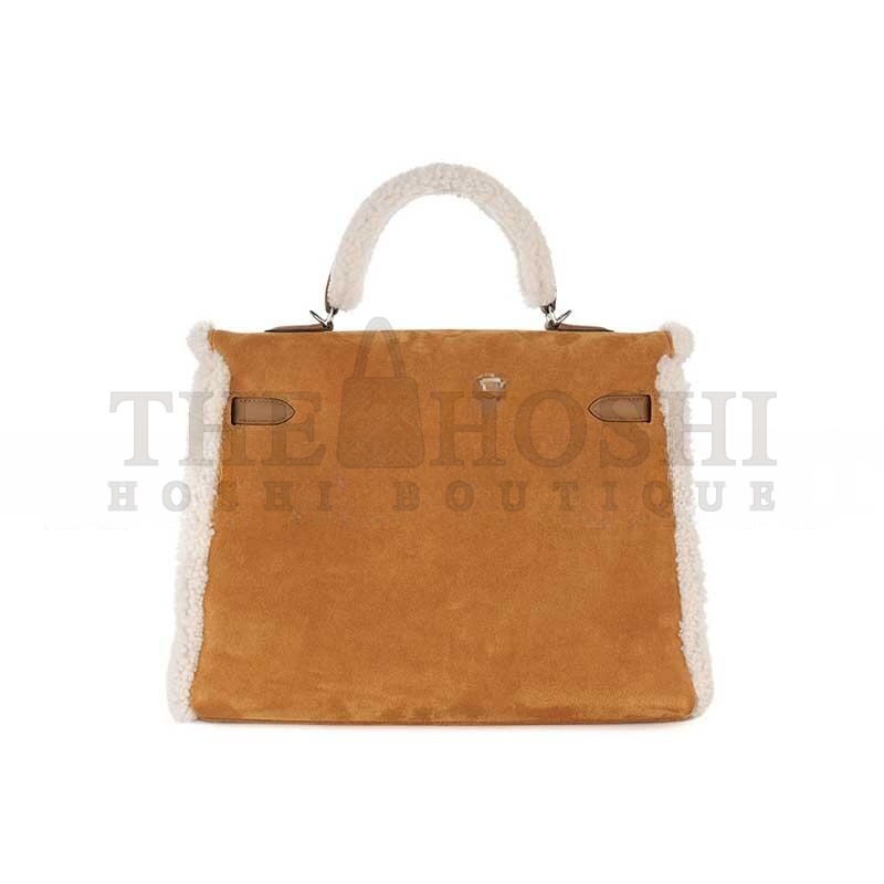H**me5 KELLY 35 TEDDY PLUSH SWIFT CHAMOIS  ALEZAN PALLADIUM HARDWARE (35*25*12cm) Master Quality