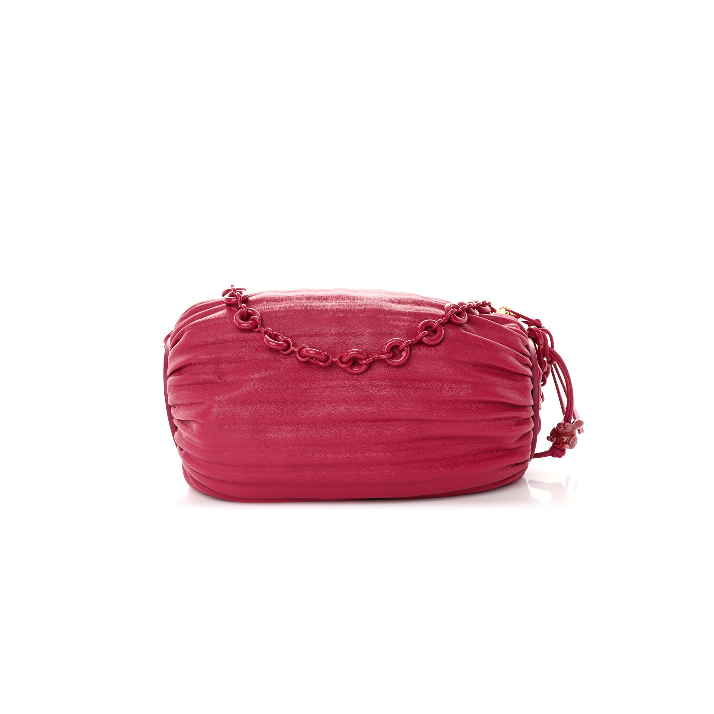 L0ew* LAMBSKIN PLEATED BRACELET POUCH SHOULDER BAG ROUGE BLOSSOMS (25*10*10cm) Master Quality