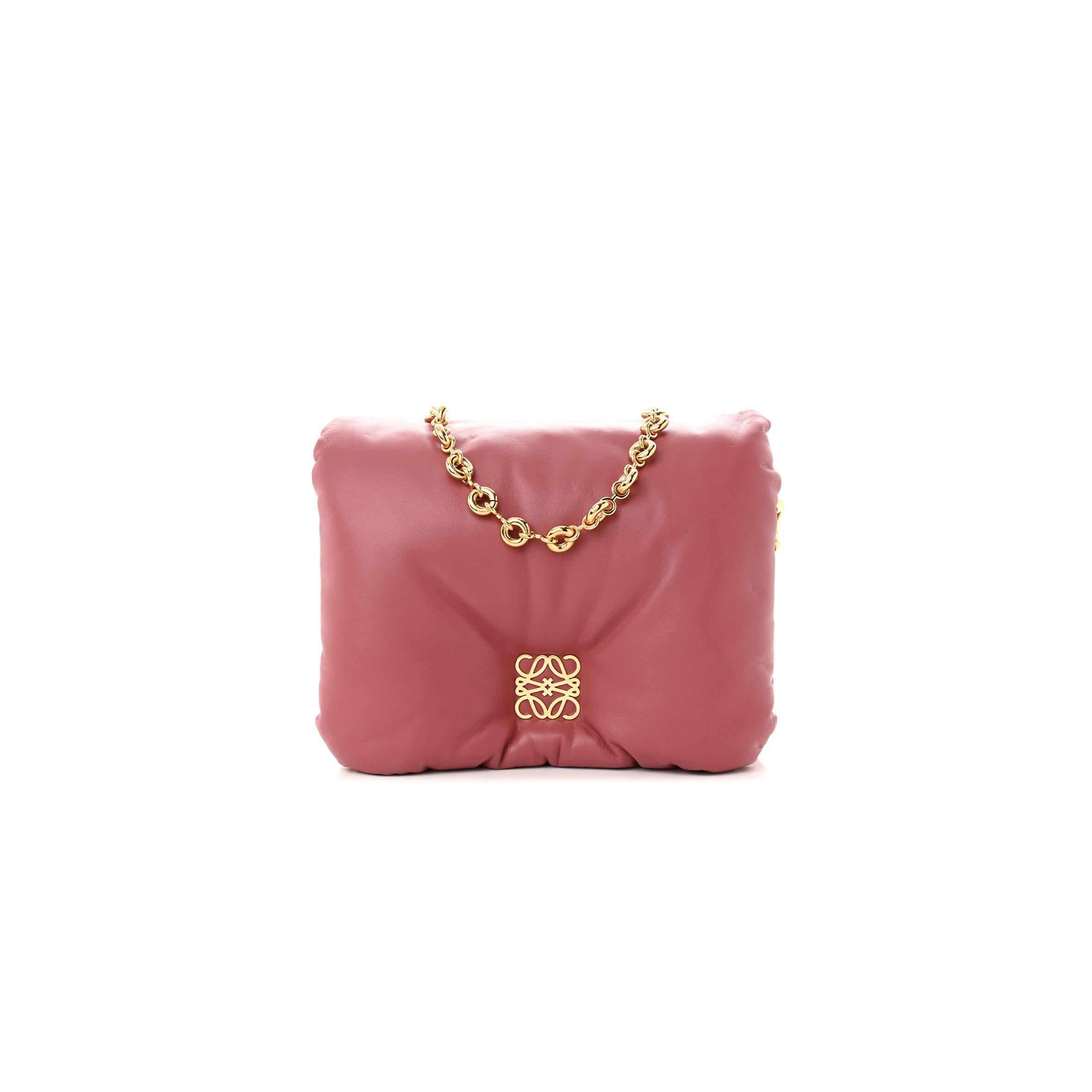 L0ew* LAMBSKIN GOYA PUFFER BAG PLUMROSE (23*18*5cm) Master Quality