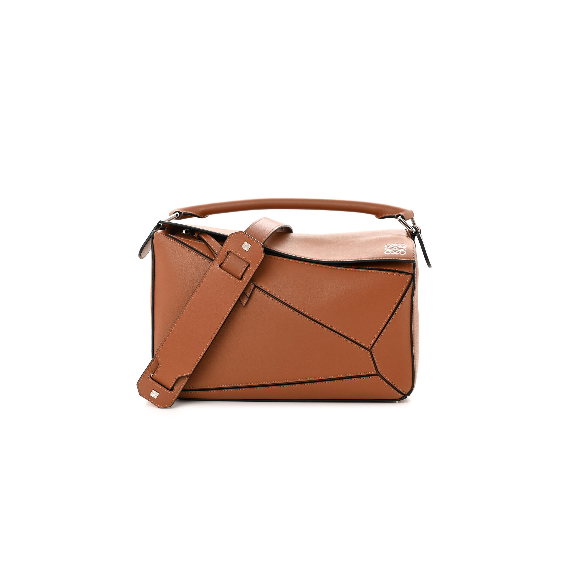 L0ew* CALFSKIN MEDIUM PUZZLE BAG TAN (28*18*12cm) Master Quality