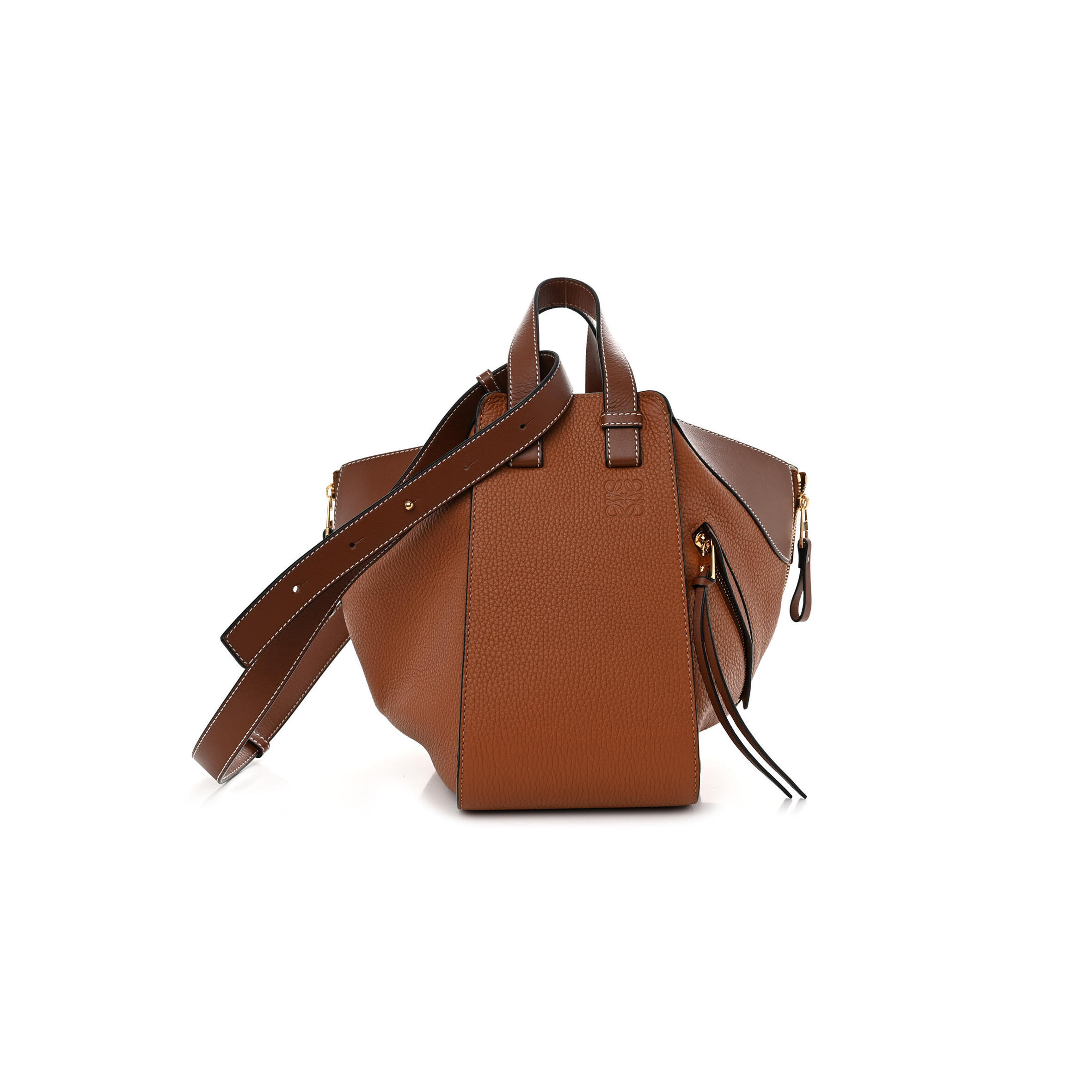 L0ew* GRAINED CALFSKIN SMALL HAMMOCK SHOULDER BAG TAN (30*25*13.5cm) Master Quality