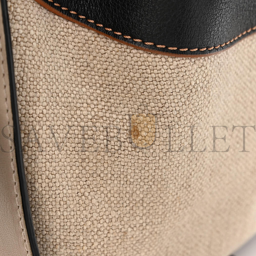 L0ew* CALFSKIN CANVAS MINI HAMMOCK SHOULDER BAG MINK BLACK (20*16*10cm) Master Quality