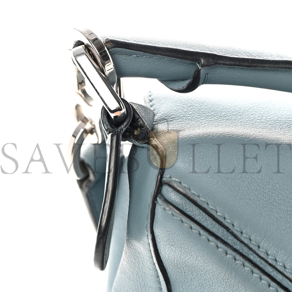 L0ew* CALFSKIN SMALL PUZZLE BAG STONE BLUE (24*16.5*10.5cm) Master Quality