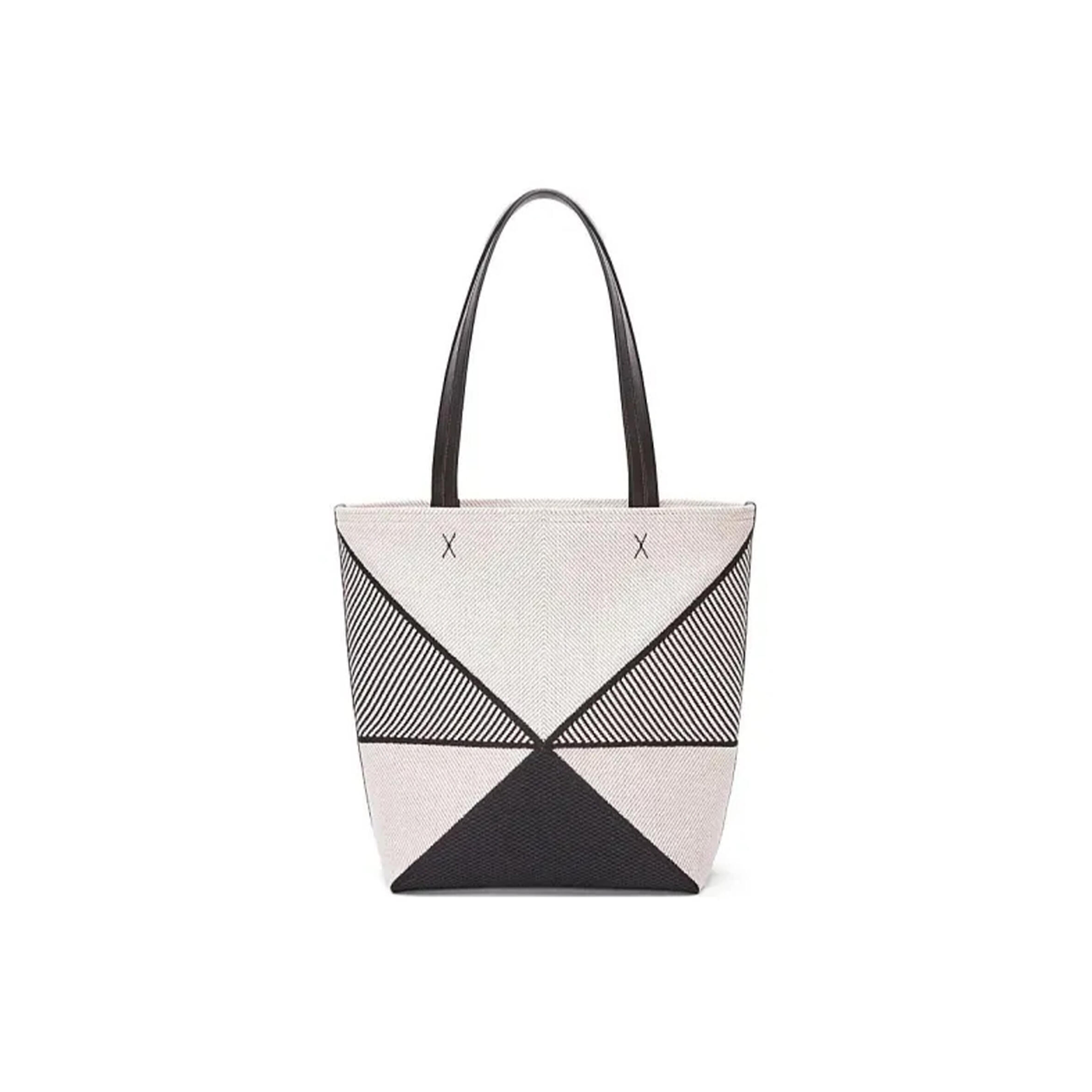 L0ew* MEDIUM PUZZLE FOLD TOTE BAG IN CANVAS CALFSKIN A779G50X54-2165 (31.5*25.5*14.5cm) Master Quality