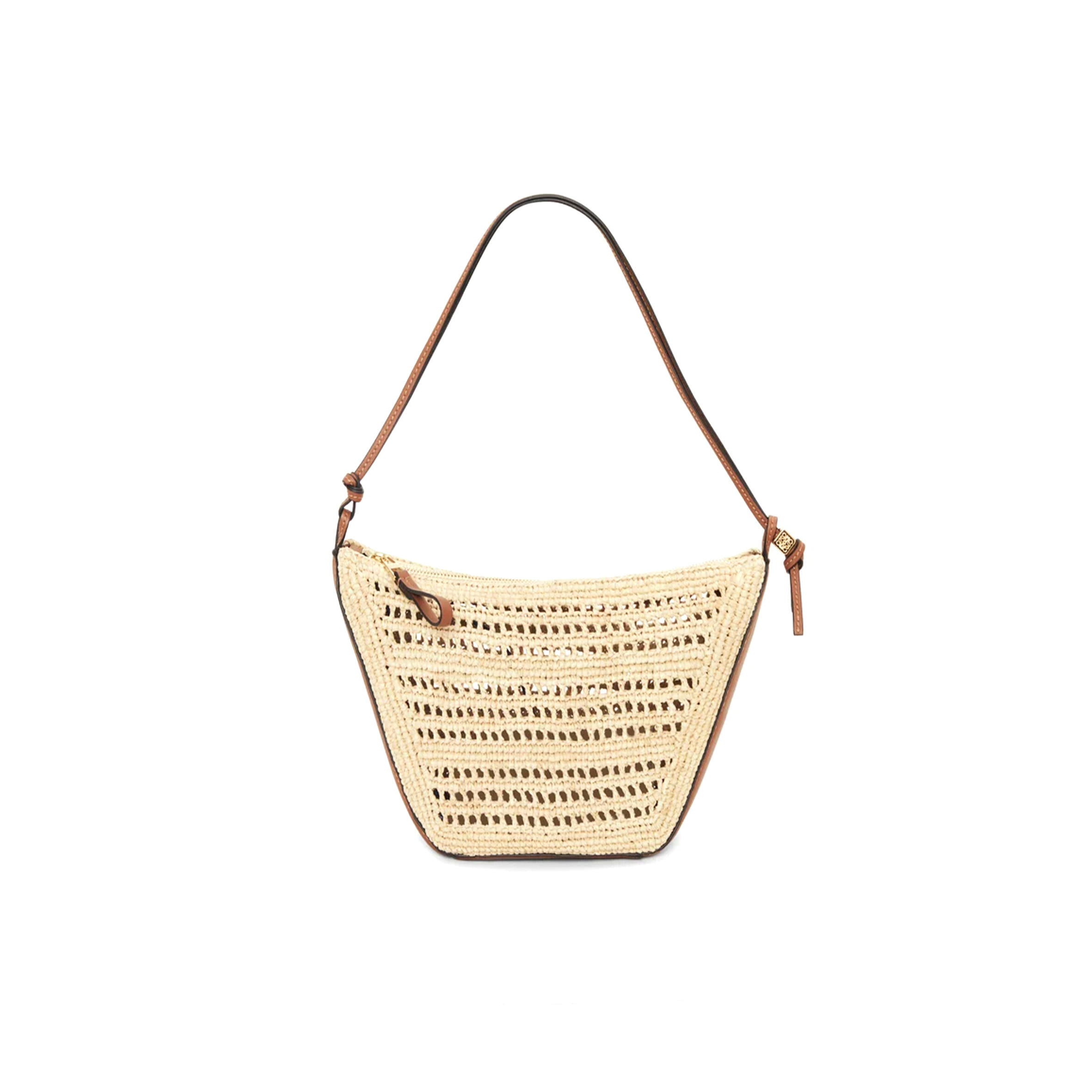 L0ew* MINI HAMMOCK HOBO IN RAFFIA AND CALFSKIN A538G13X09-658 (28*17*9.5cm) Master Quality