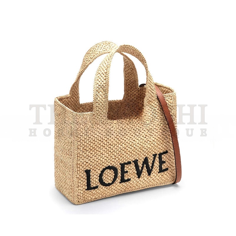 L0ew* FONT TOTE SMALL RAFFIA BAG A685B59X03NF (24*19.5*11cm) Master Quality
