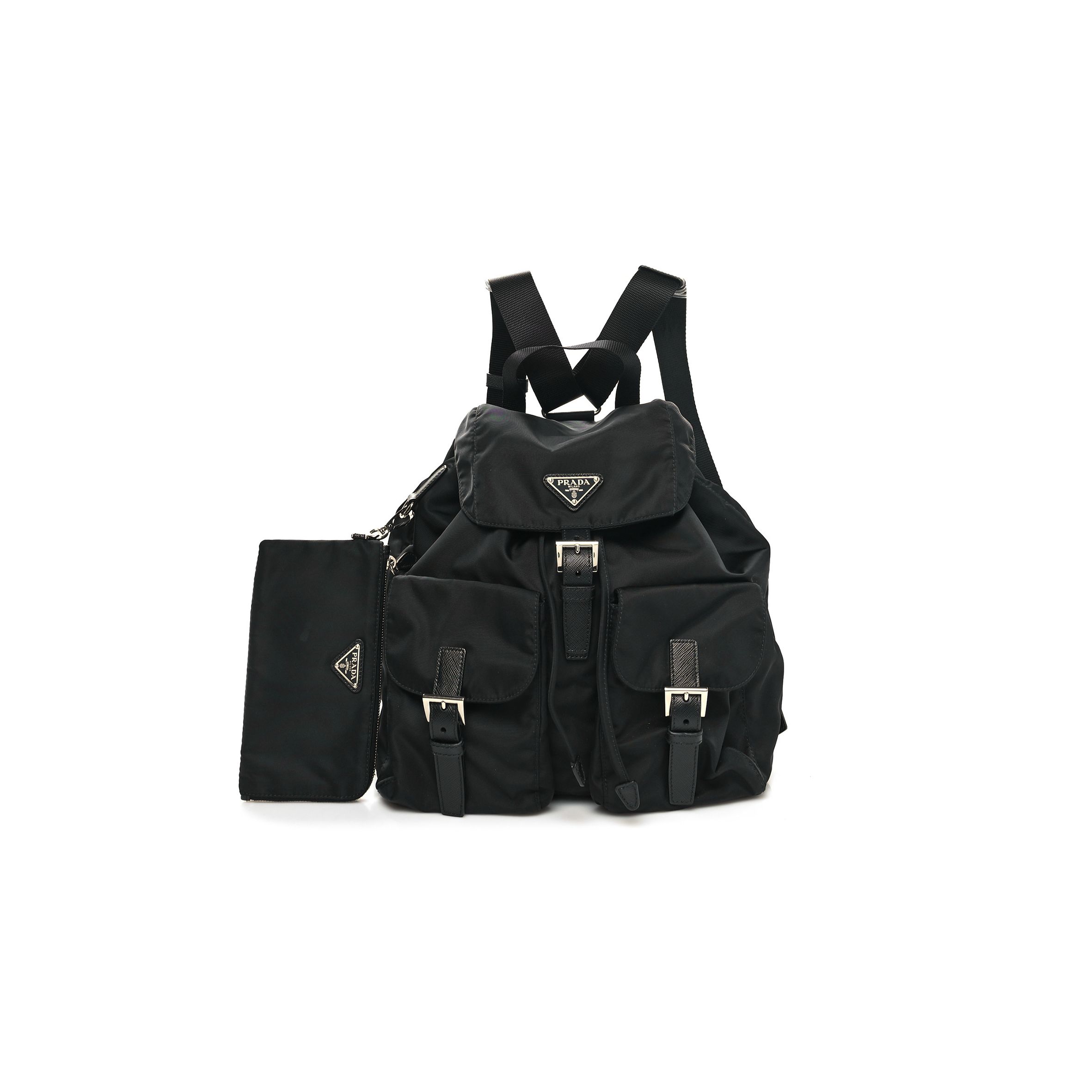 Pra*a RE-NYLON TESSUTO SAFFIANO MEDIUM BACKPACK BLACK (29*28*15cm) Master Quality