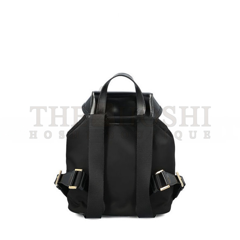 Pra*a MEDIUM RE-NYLON AND BRUSHED LEATHER BACKPACK BLACK 1BZ074 (25*20.5*11.5cm) Master Quality