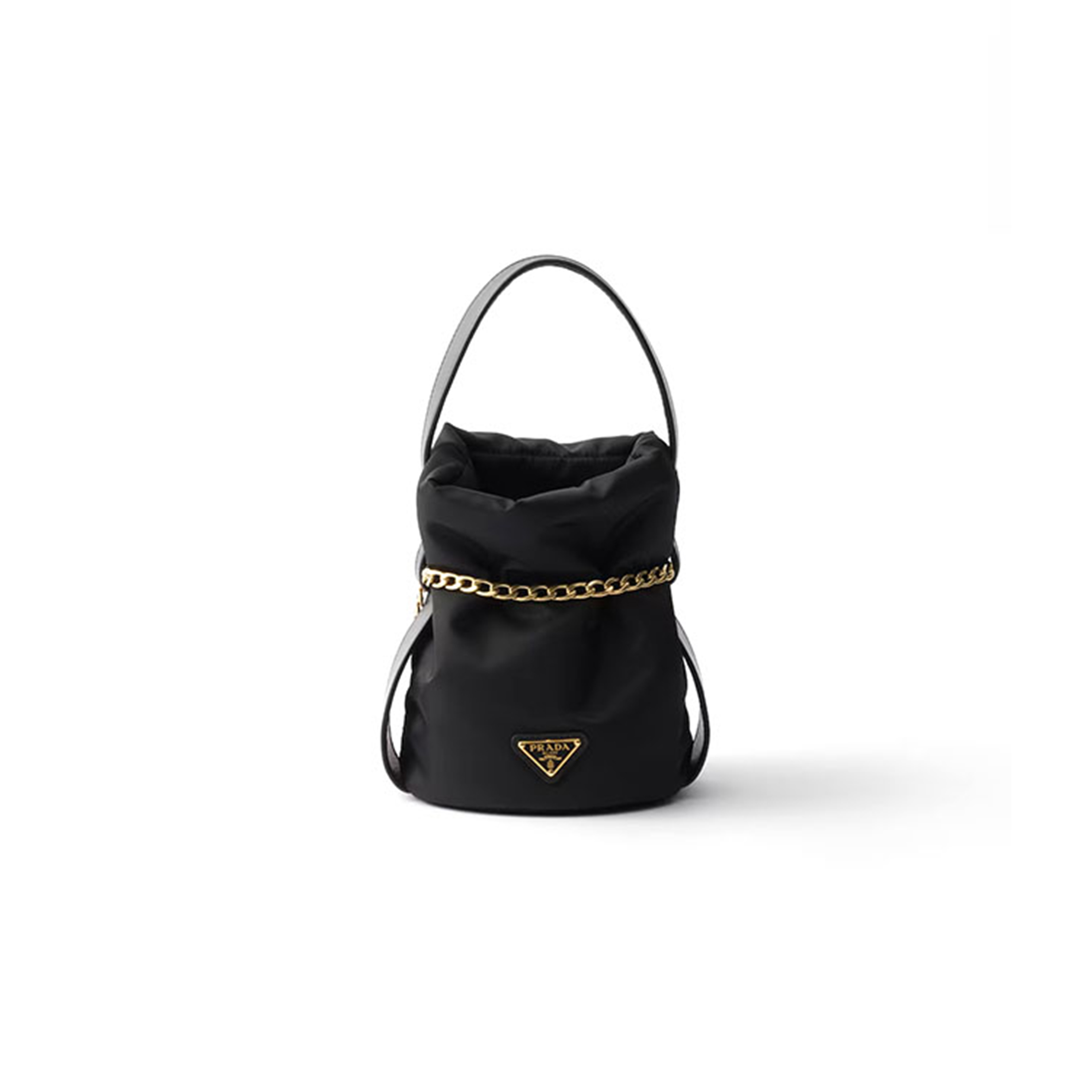 Pra*a PETIT SAC NOIR RE-NYLON AND NAPPA LEATHER MINI BUCKET BAG 1BE088 (20*15*14cm) Master Quality