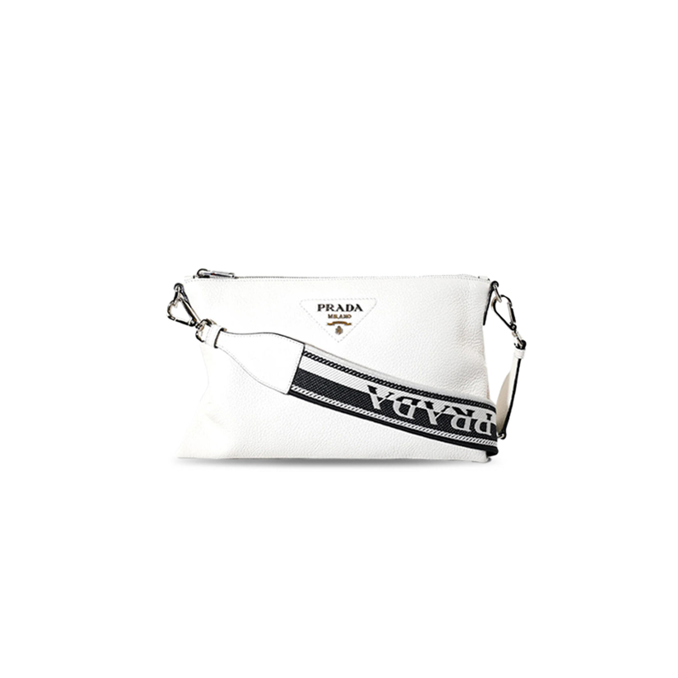 Pra*a MONOCHROME LOGO ZIP CLOSURE LEATHER CROSSBODY SHOULDER BAG 1BH050 (30*19.5cm) Master Quality