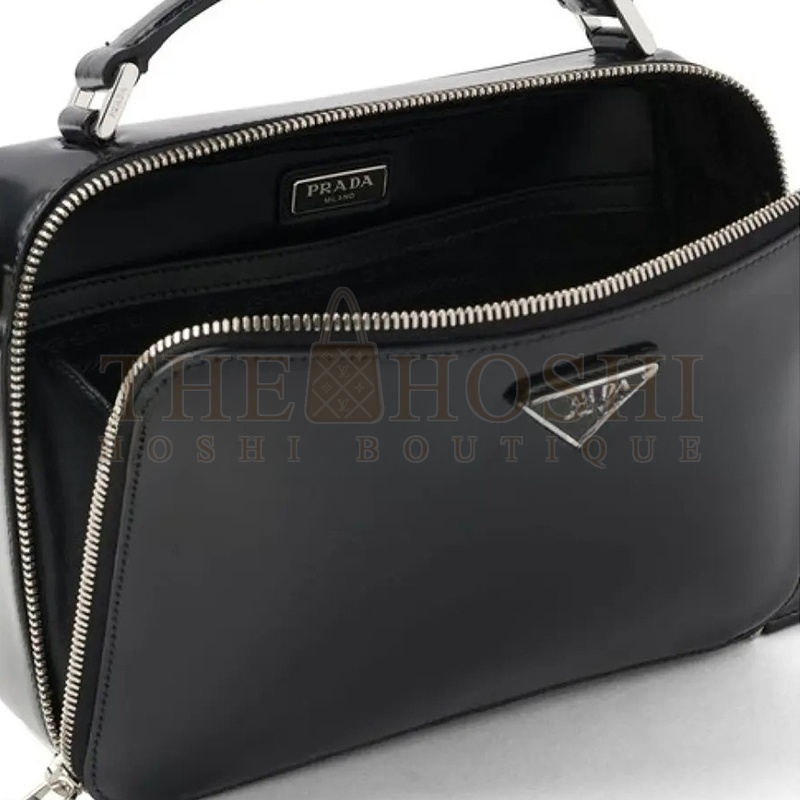 Pra*a BRIQUE SAFFIANO LEATHER HANDBAG IN BLACK 2VH069 (22*16*6cm) Master Quality