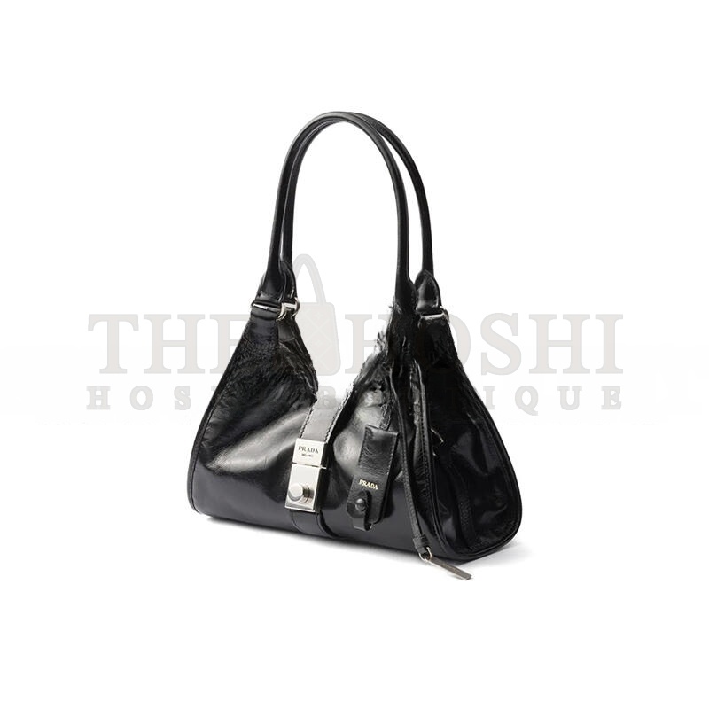 Pra*a MINI PUSH-BUTTON LEATHER HANDBAG 1BG580 (26*18*12cm) Master Quality