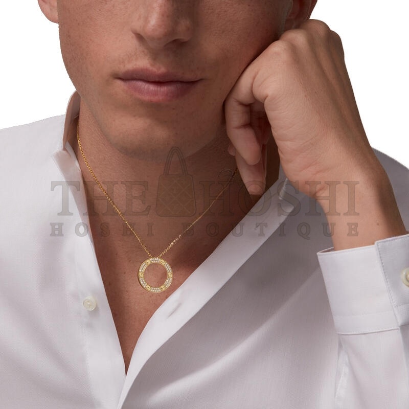 Ca*t1er LOVE NECKLACE, PAVED B7058400 Master Quality