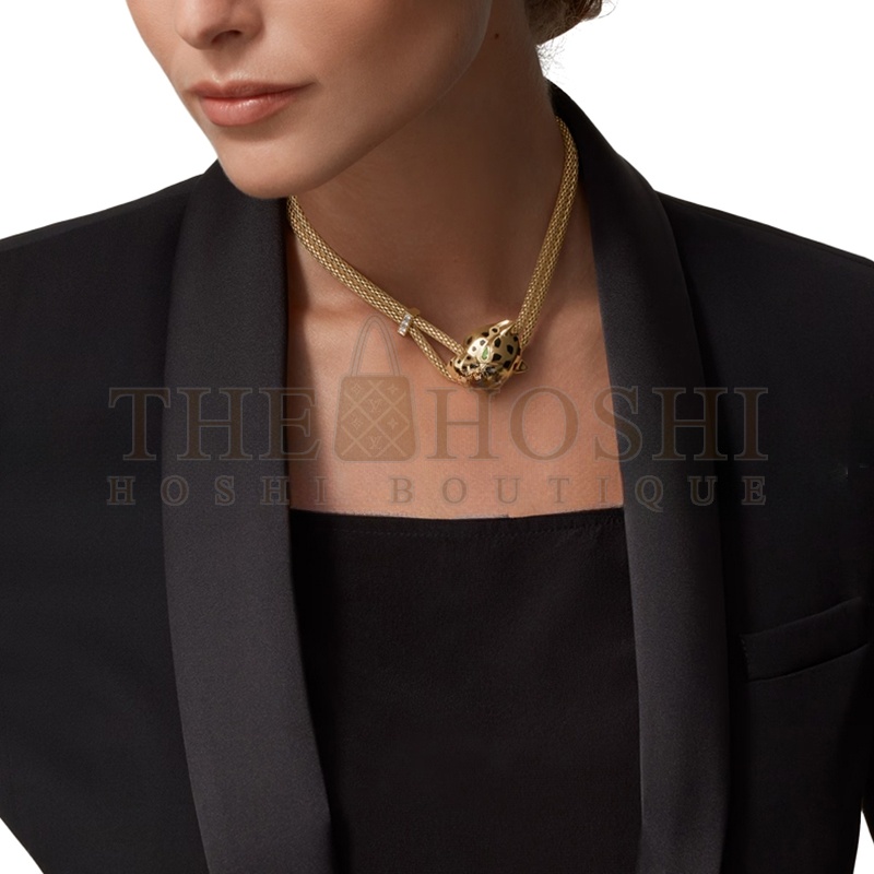 Ca*t1er PANTHÈRE DE Ca*t1er NECKLACE, PAVED N7408338 Master Quality