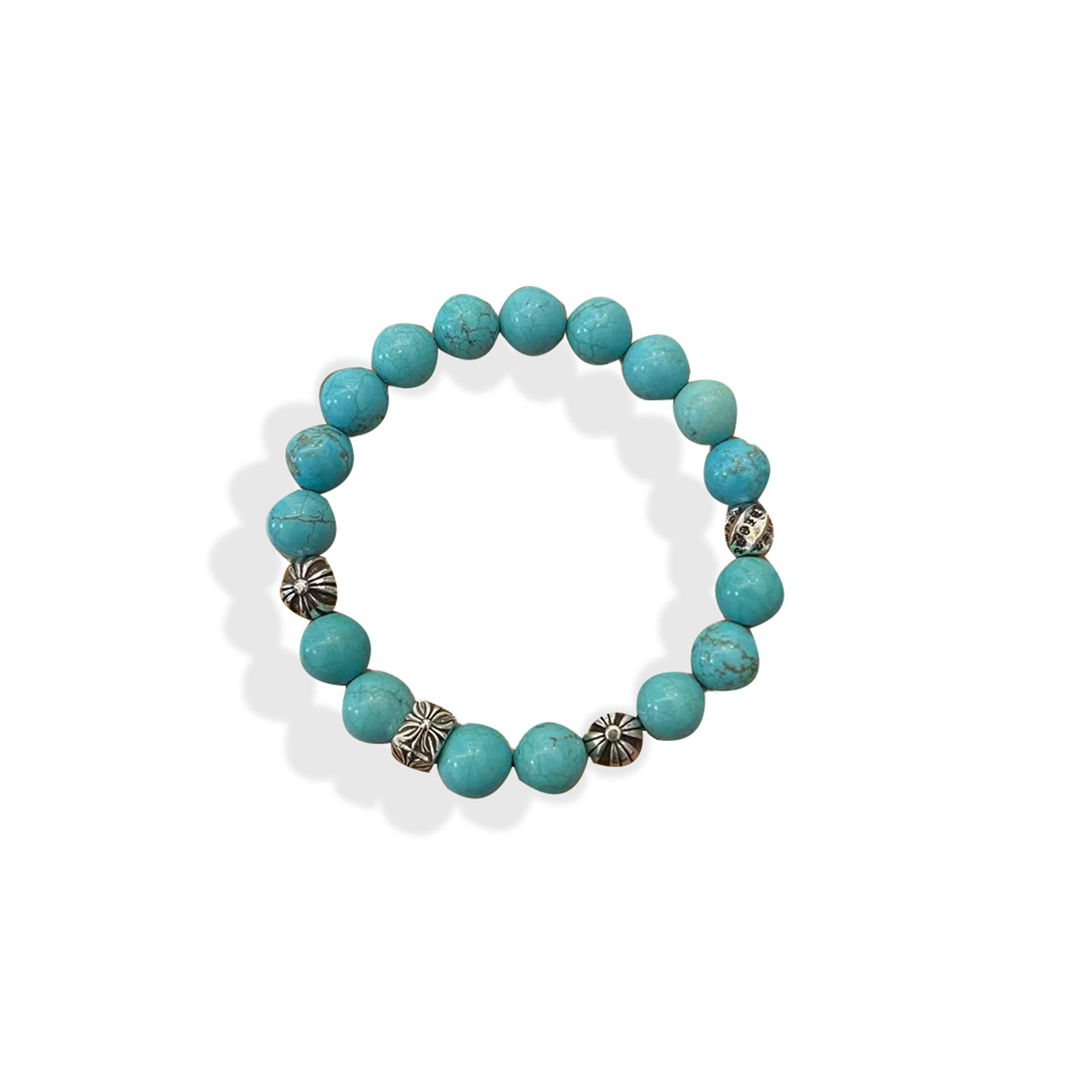 Ch*0me He**ts 10MM BEAD BRACELET TURQUOISE BEADS Master Quality