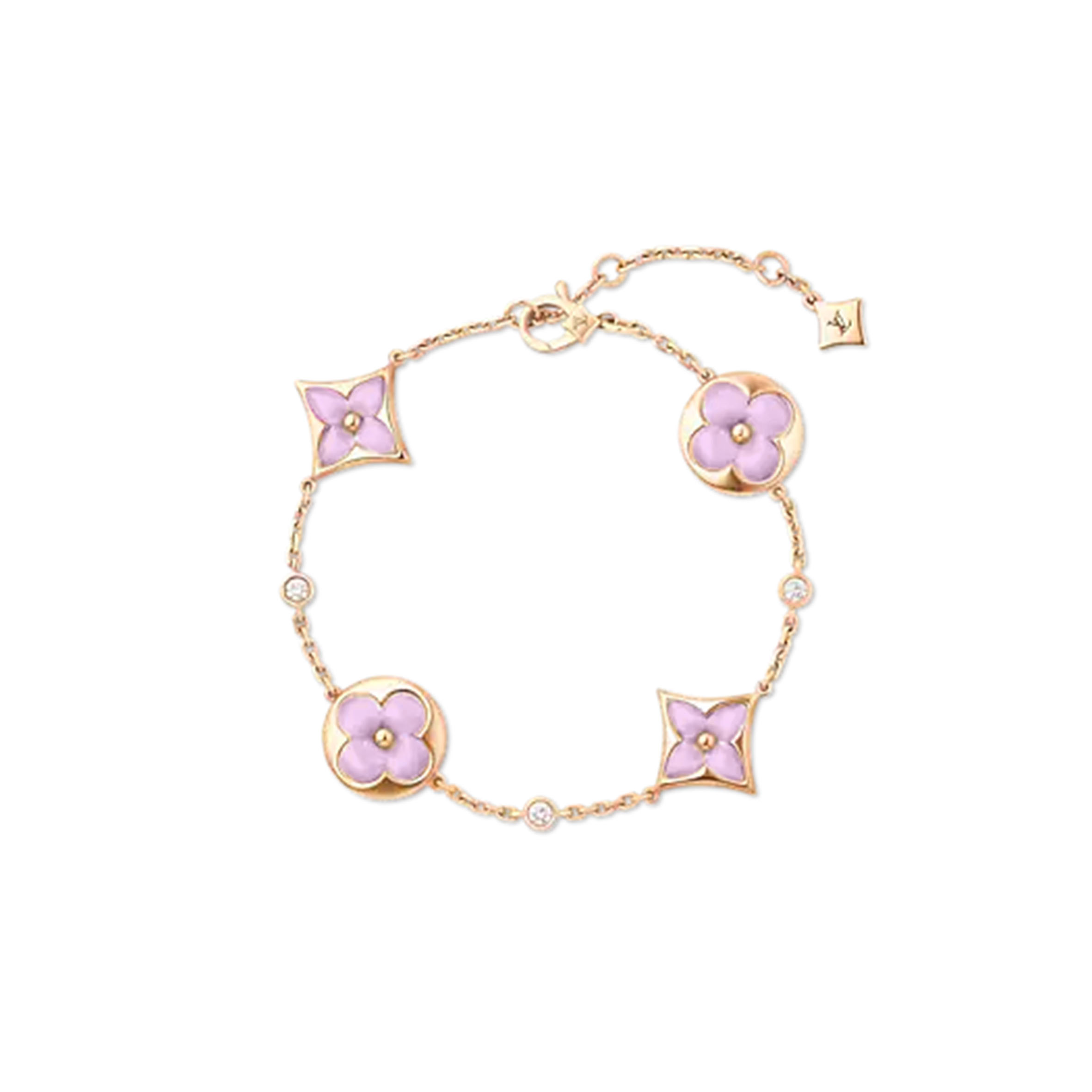 L0vis Vvtt0n COLOUR BLOSSOM BB MULTI-MOTIF BRACELET, PINK GOLD, WHITE MOTHER-OF-PEARL AND D1am0ndS Q95596 Master Quality