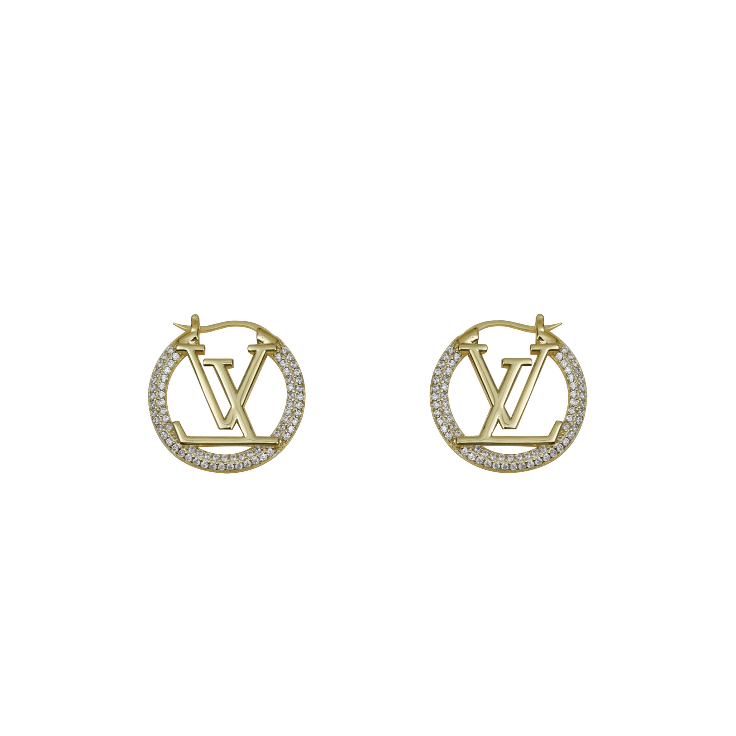 L0vis Vvtt0n CRYSTAL ROUND EARRINGS YELLOW GOLD M01330 Master Quality