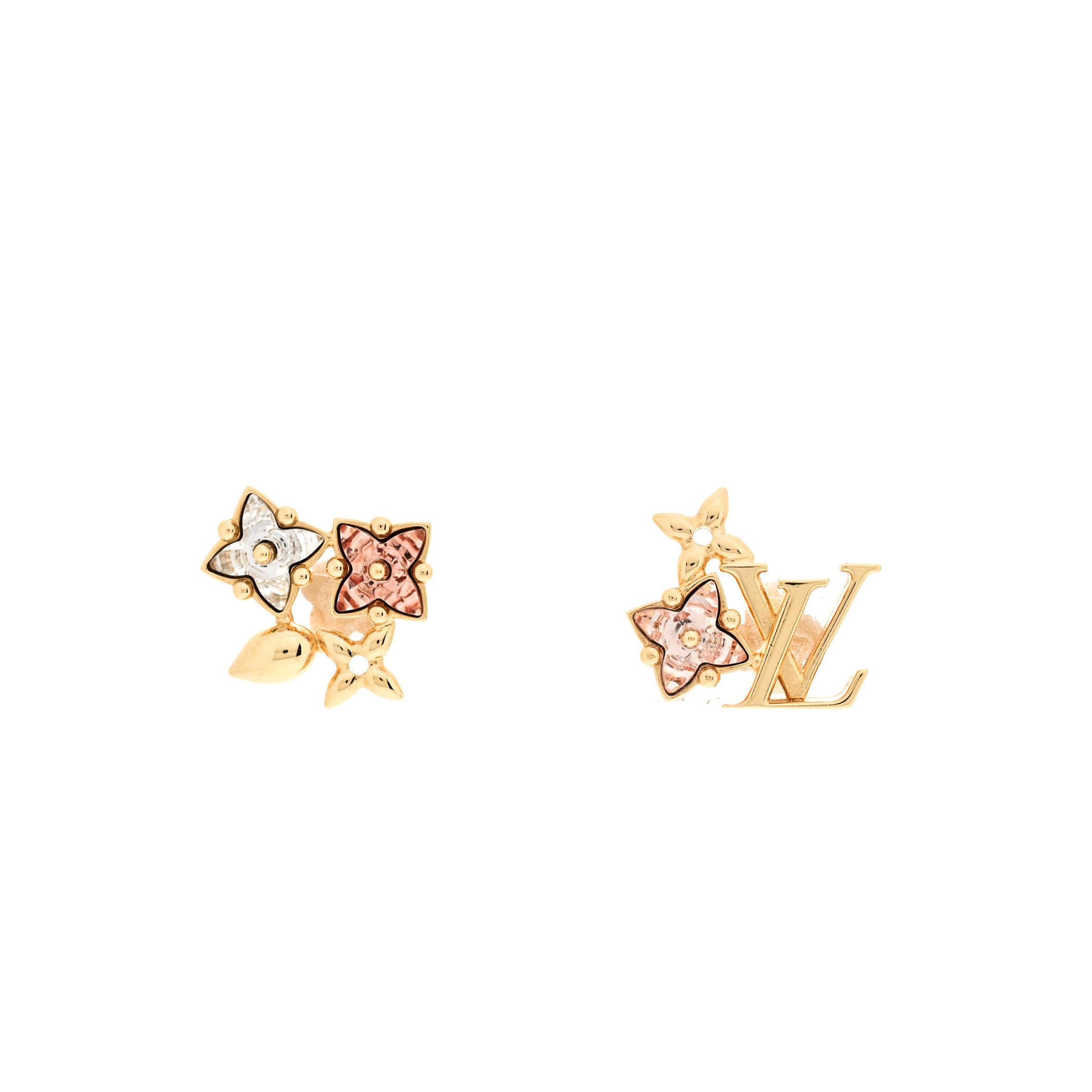 L0vis Vvtt0n METAL CRYSTAL LOULOUGRAM MONOGRAM FLOWERS EARRINGS GOLD M00786 Master Quality