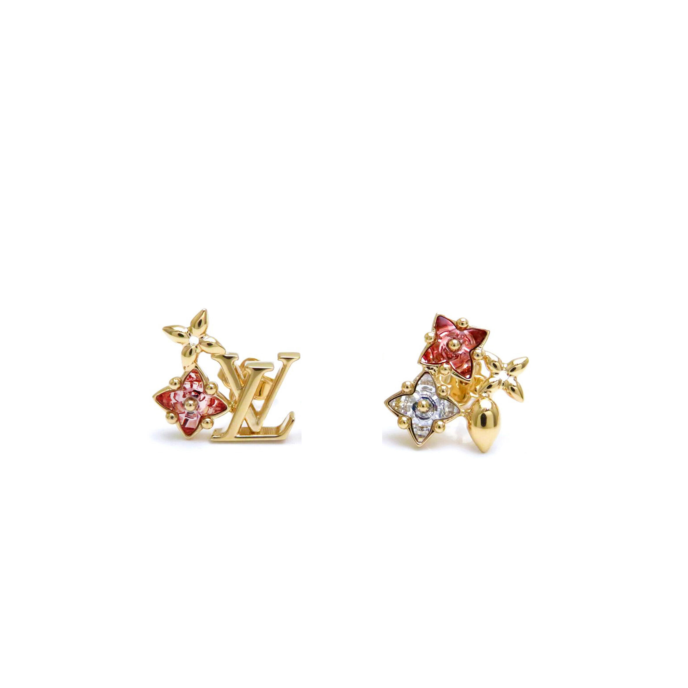 L0vis Vvtt0n METAL CRYSTAL LOULOUGRAM MONOGRAM FLOWERS EARRINGS GOLD M00788 Master Quality
