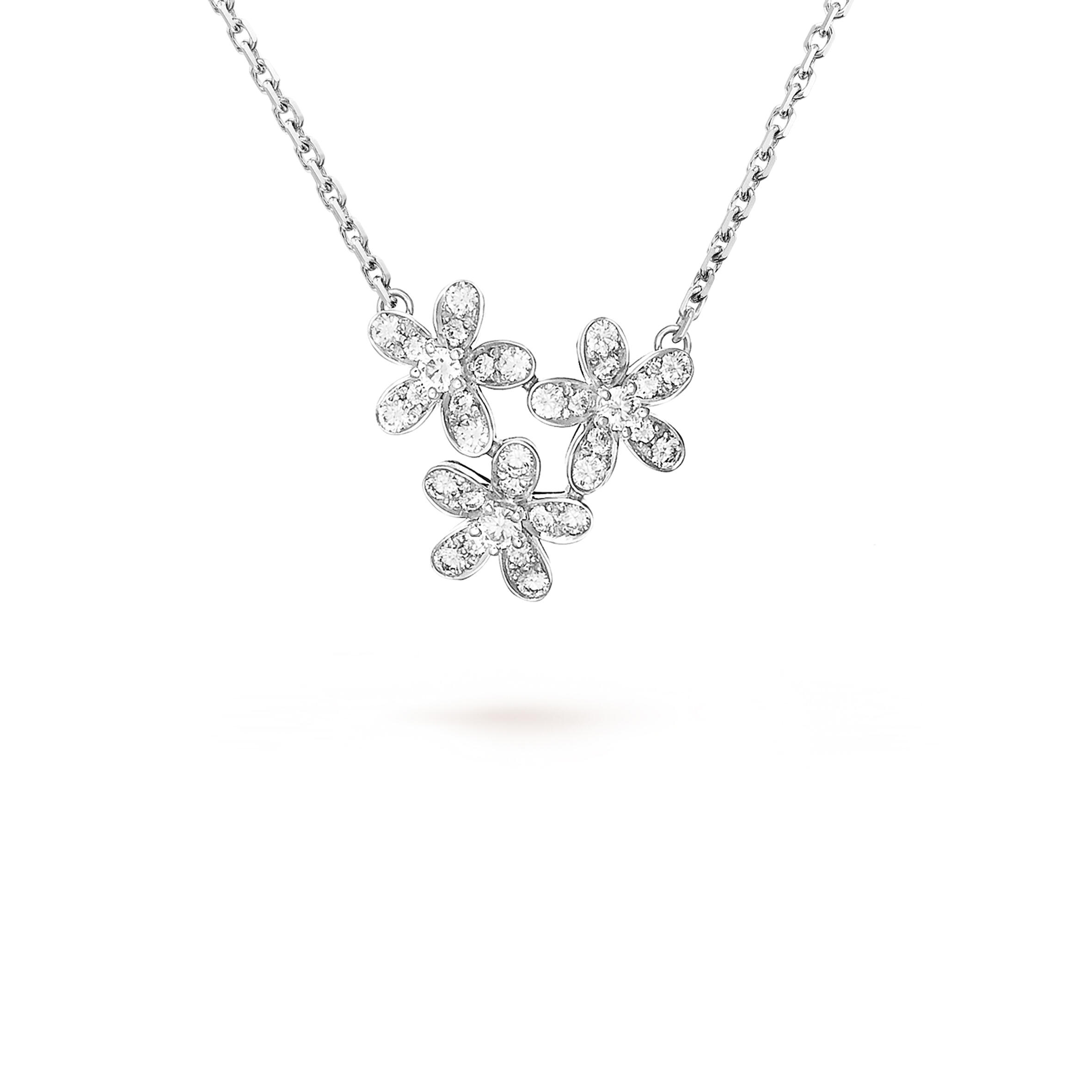 V*n Cl**f ARPELS SOCRATE PENDANT, 3 FLOWERS - WHITE GOLD, D1am0nd  VCARB14900 Master Quality