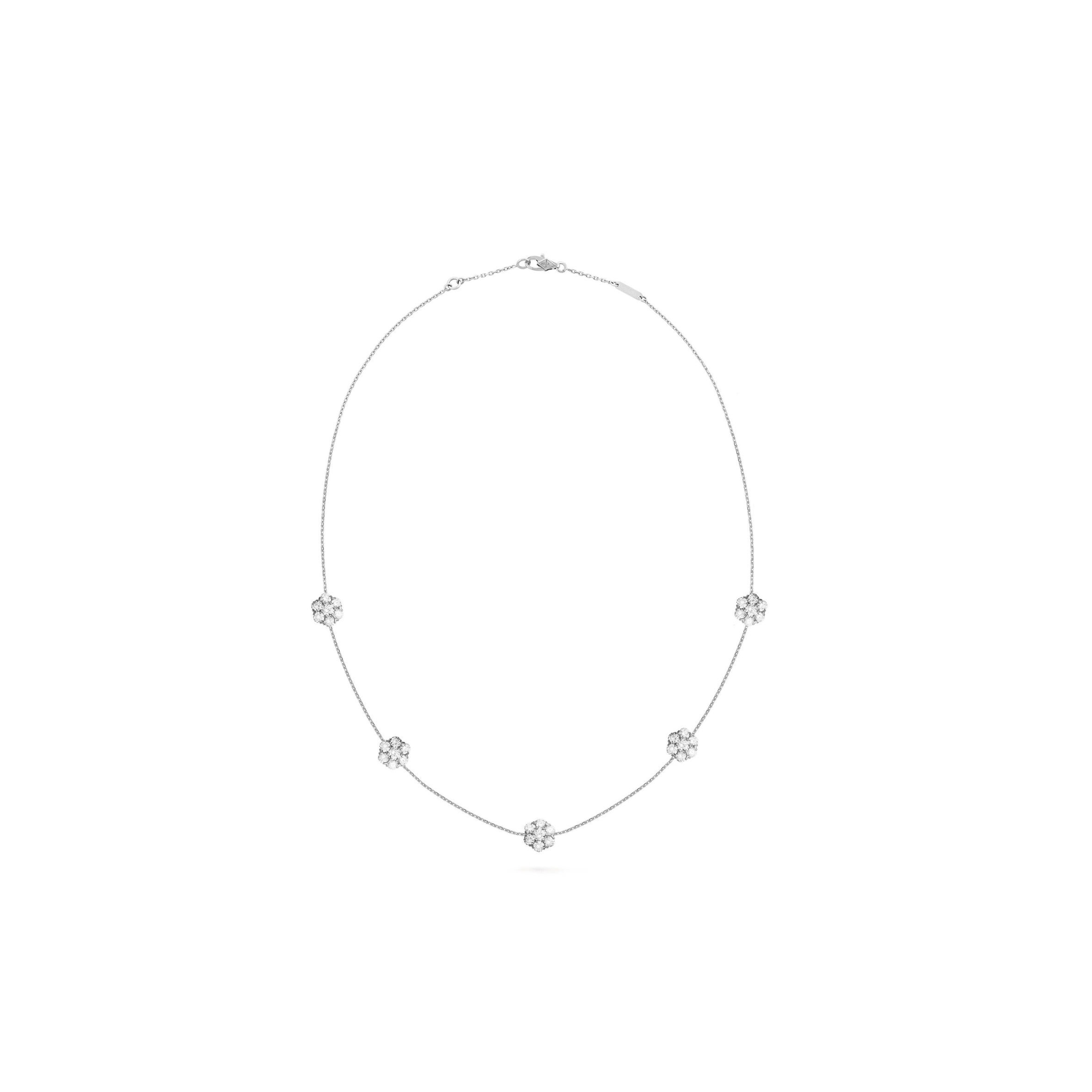 V*n Cl**f ARPELS FLEURETTE NECKLACE, 5 FLOWERS, LARGE MODEL - WHITE GOLD, D1am0nd  VCARA47600 Master Quality