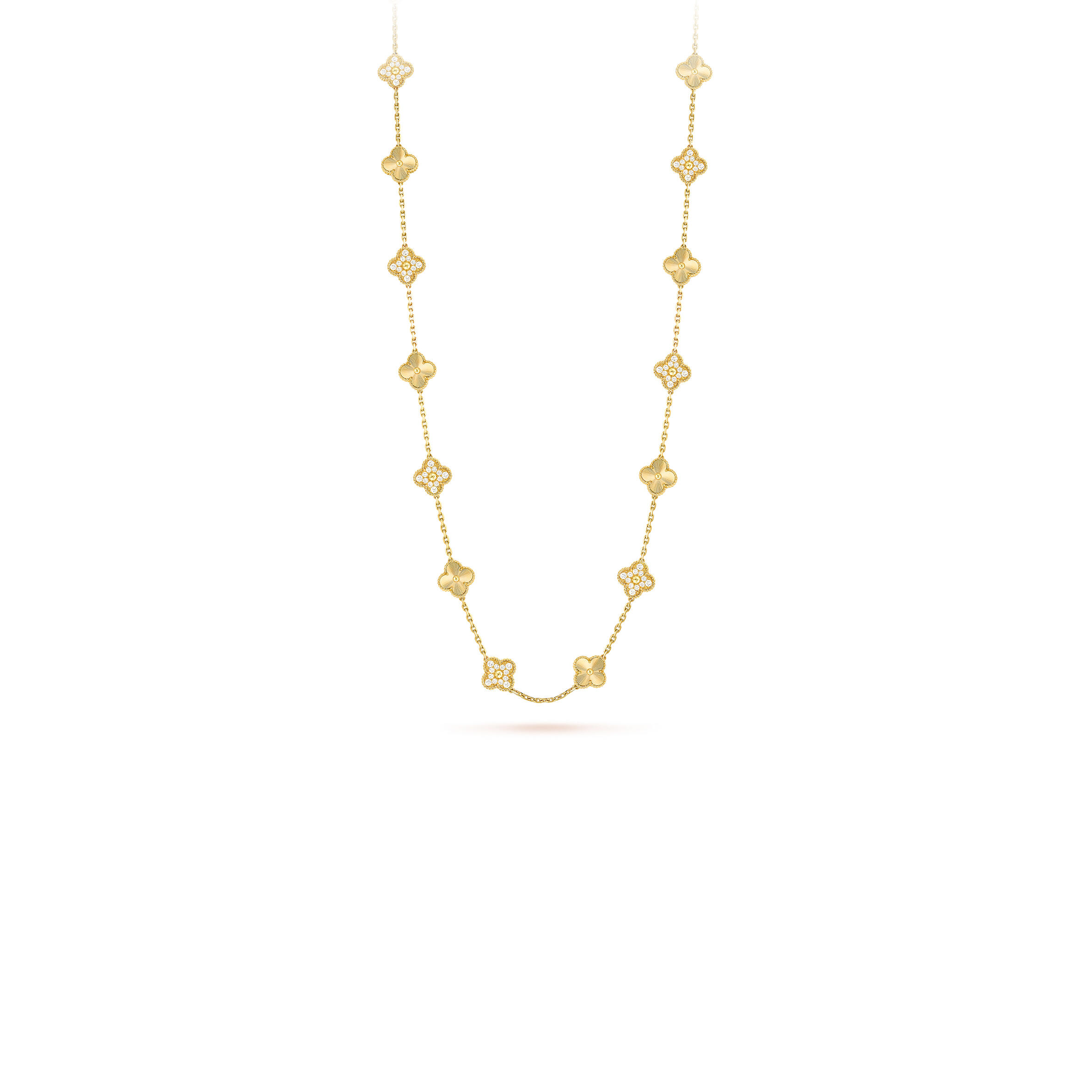 V*n Cl**f ARPELS VINTAGE ALHAMBRA LONG NECKLACE, 20 MOTIFS - YELLOW GOLD, D1am0nd  VCARP4KM00 Master Quality
