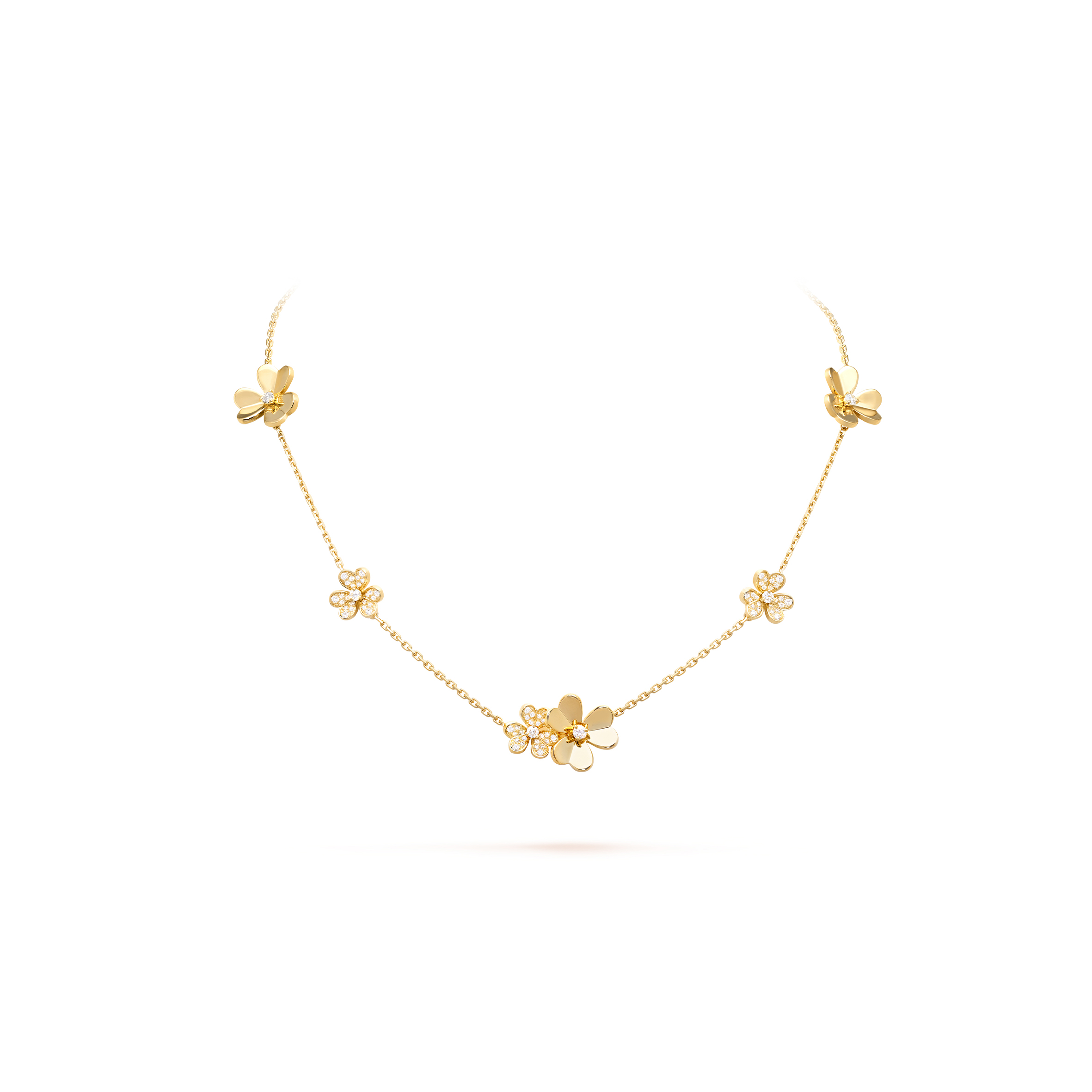 V*n Cl**f ARPELS FRIVOLE NECKLACE, 9 FLOWERS - YELLOW GOLD, D1am0nd  VCARP3W600 Master Quality