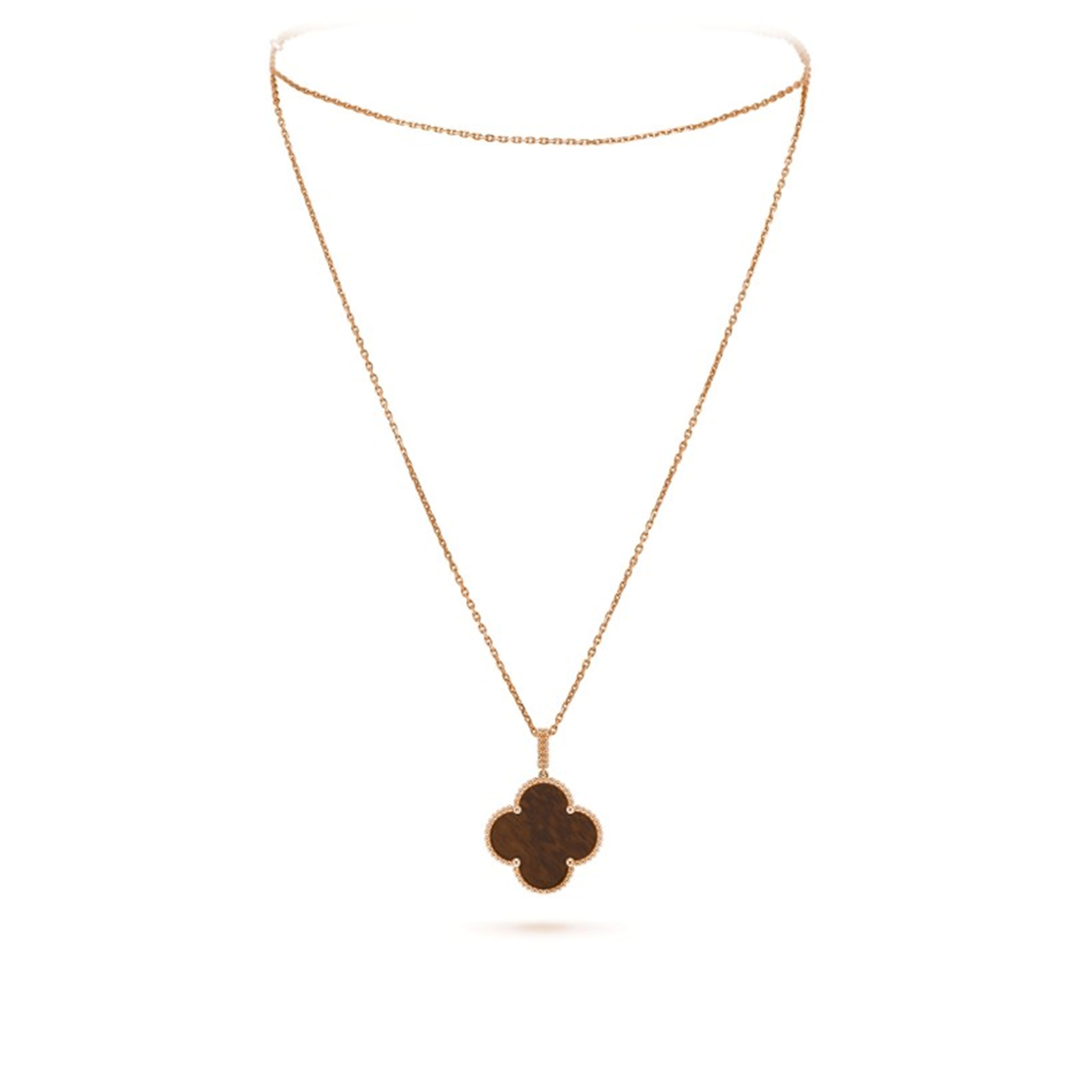 V*n Cl**f  ARPELS MAGIC ALHAMBRA LONG NECKLACE, 1 MOTIF - ROSE GOLD, LETTERWOOD  VCARO3M700 Master Quality