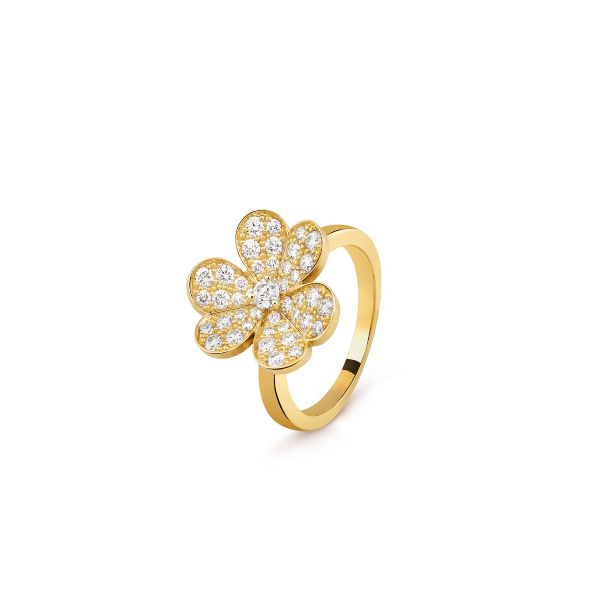 V*n Cl**f ARPELS FRIVOLE RING, 1 FLOWER, SMALL MODEL - YELLOW GOLD, D1am0nd  VCARP2V000 Master Quality