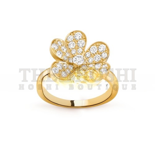 V*n Cl**f ARPELS FRIVOLE RING, 1 FLOWER, SMALL MODEL - YELLOW GOLD, D1am0nd  VCARP2V000 Master Quality