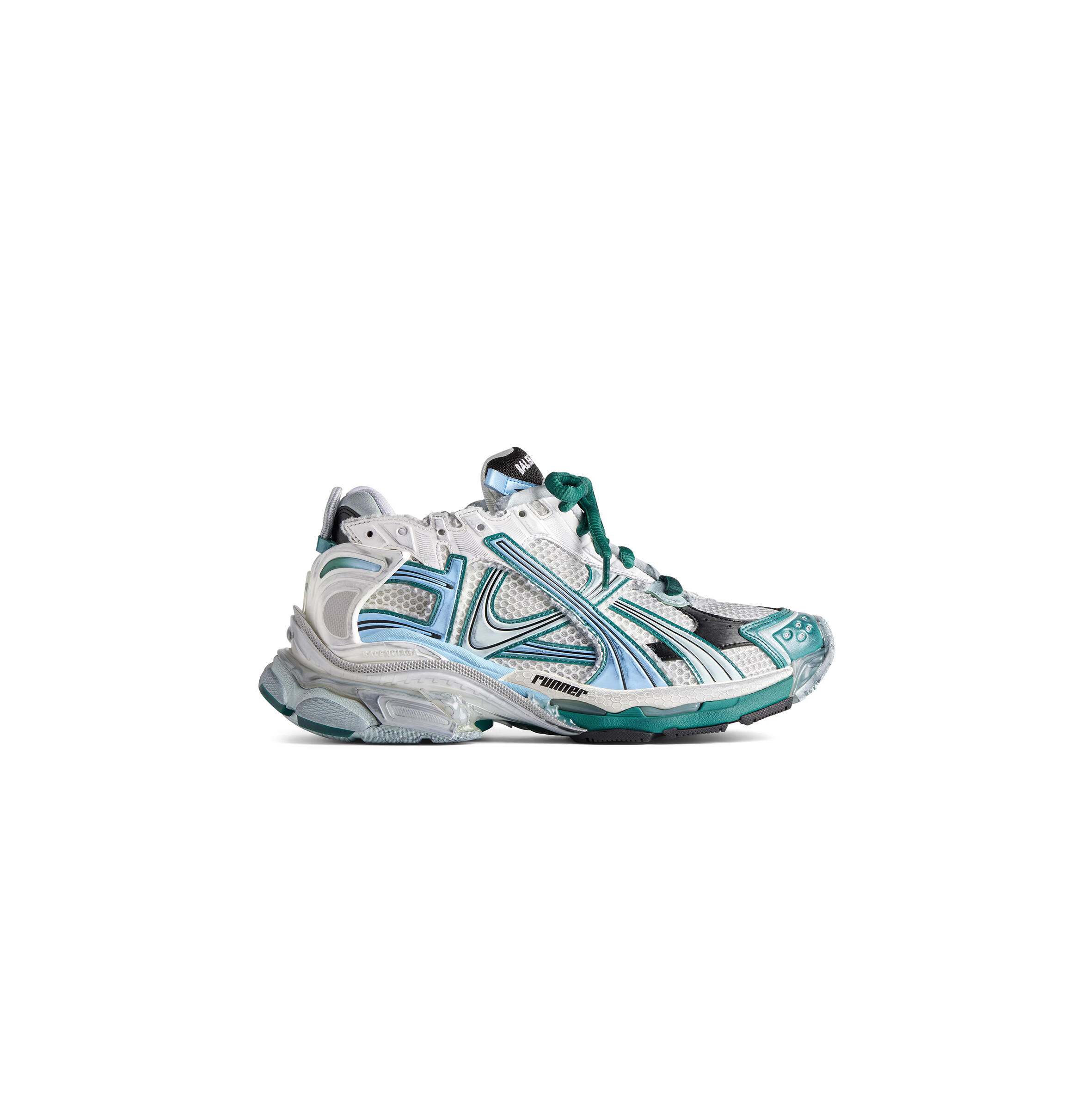 Ba1en*iaga WOMEN'S RUNNER SNEAKER IN WHITE GREEN BLUE 772767W3RMU9034 Master Quality