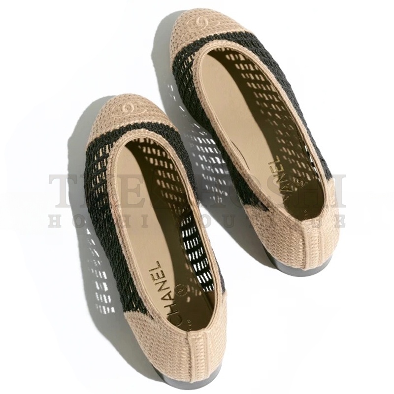 Ch**el RAFFIA BALLET FLAT G46352 Master Quality