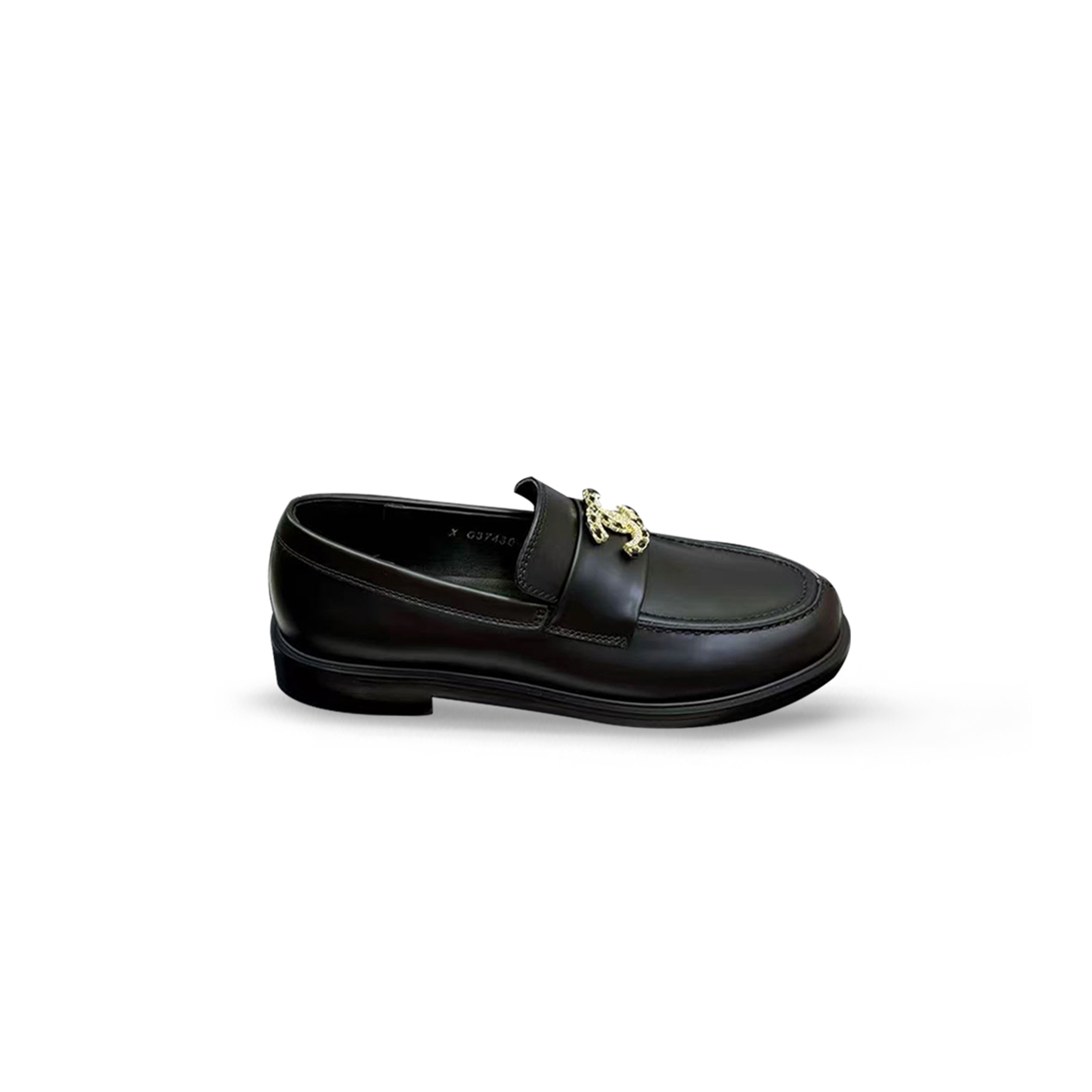 Ch**el BLACK LEATHER LOAFERS Master Quality