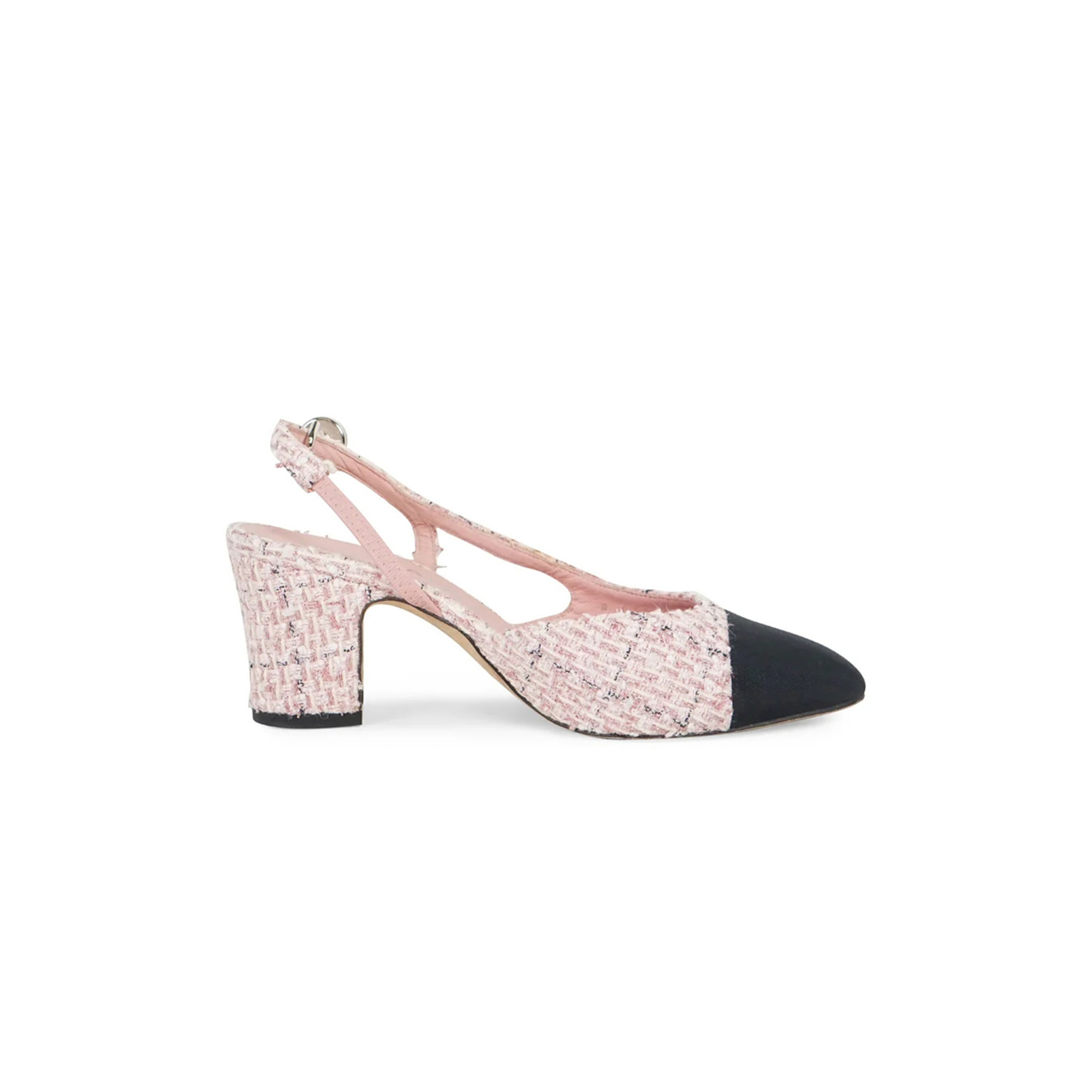 Ch**el PINK AND BLACK TWEED AND GROSGRAIN-LINED PUMPS WS5312 Master Quality