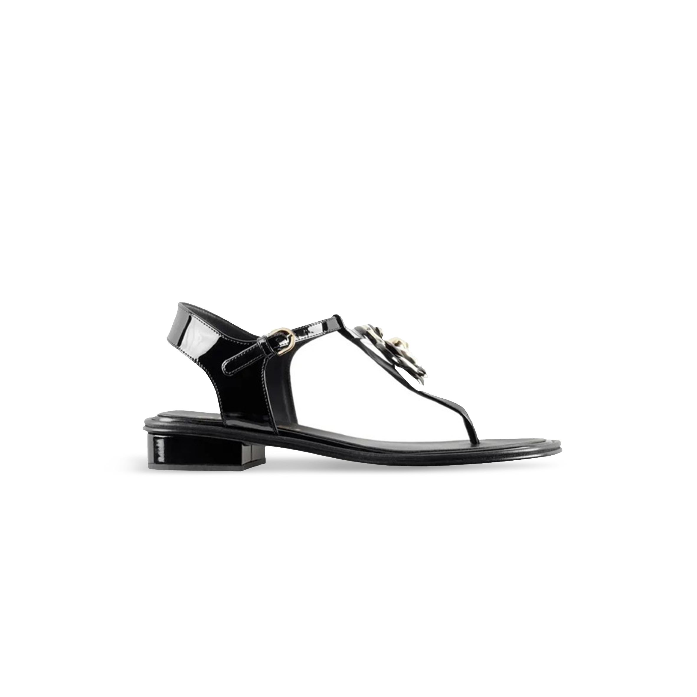 Ch**el SANDALS PATENT CALFSKIN &amp; METAL BLACK G39165 X56607 K4426 Master Quality