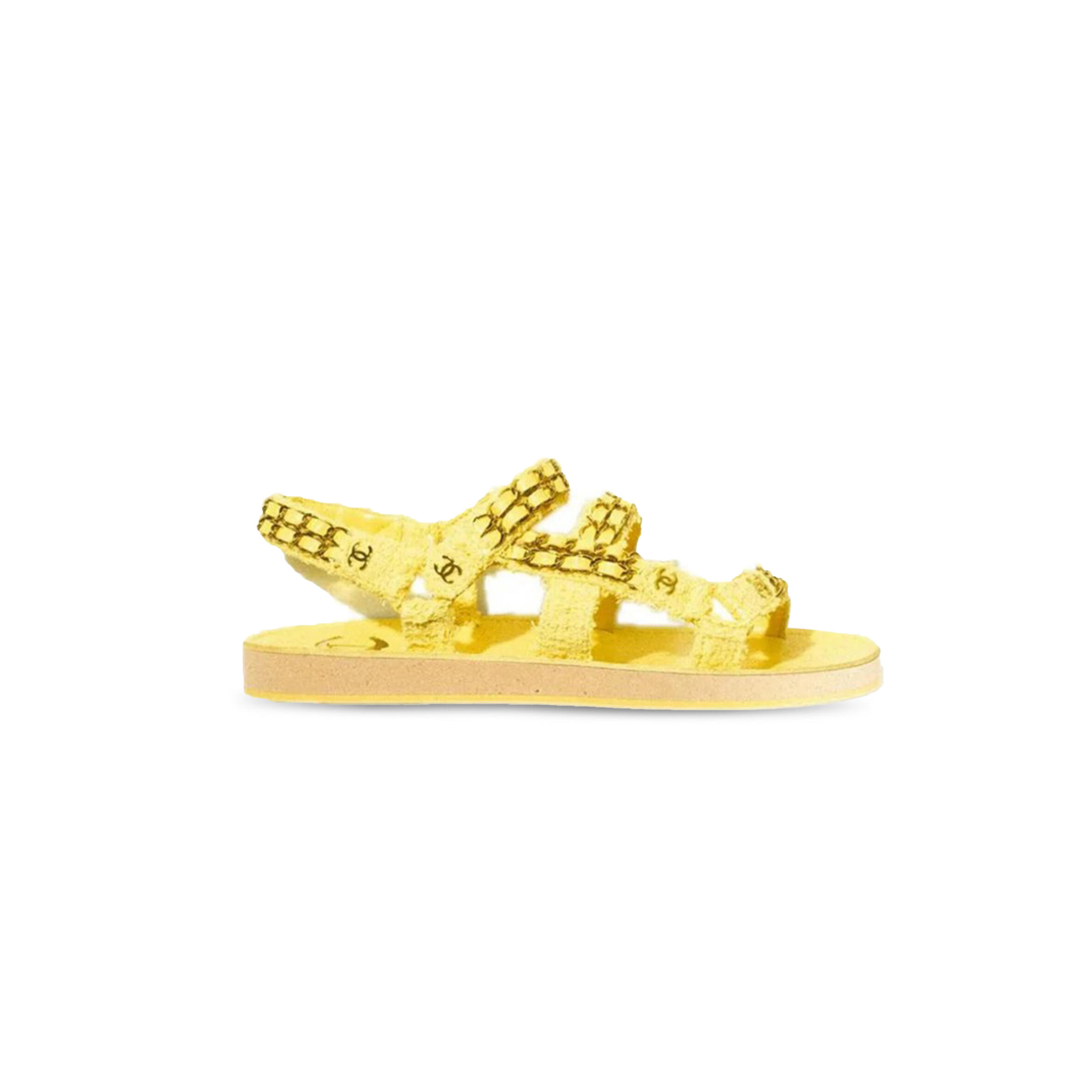 Ch**el SANDALS COTTON TWEED YELLOW G33800 X56550 0N550 Master Quality