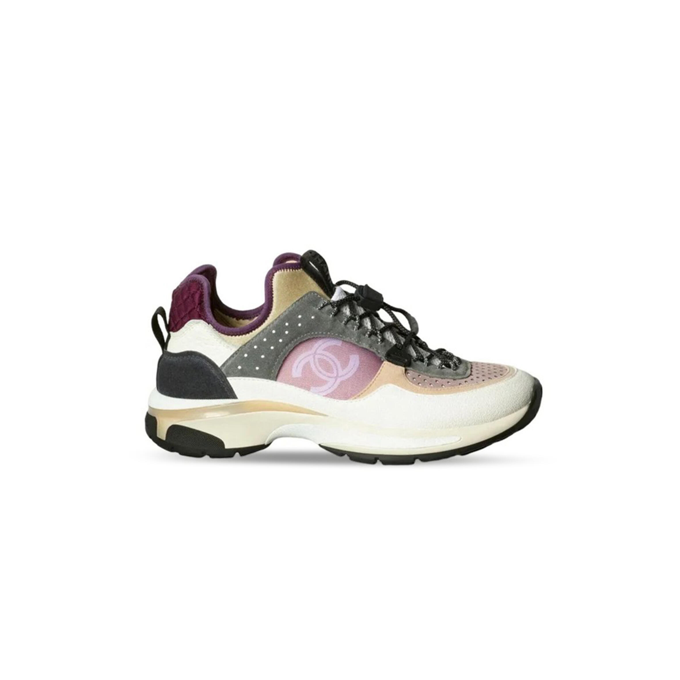 Ch**el SNEAKERS FABRIC, SUEDE CALFSKIN, MESH &amp; FABRIC WHITE, GRAY, PURPLE G39488 Y56142 K4944 Master Quality