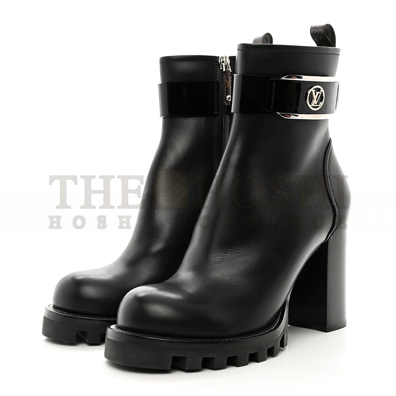 L0vis Vvtt0n CALFSKIN STAR TRAIL ANKLE BOOTS 38 BLACK 1409847 Master Quality